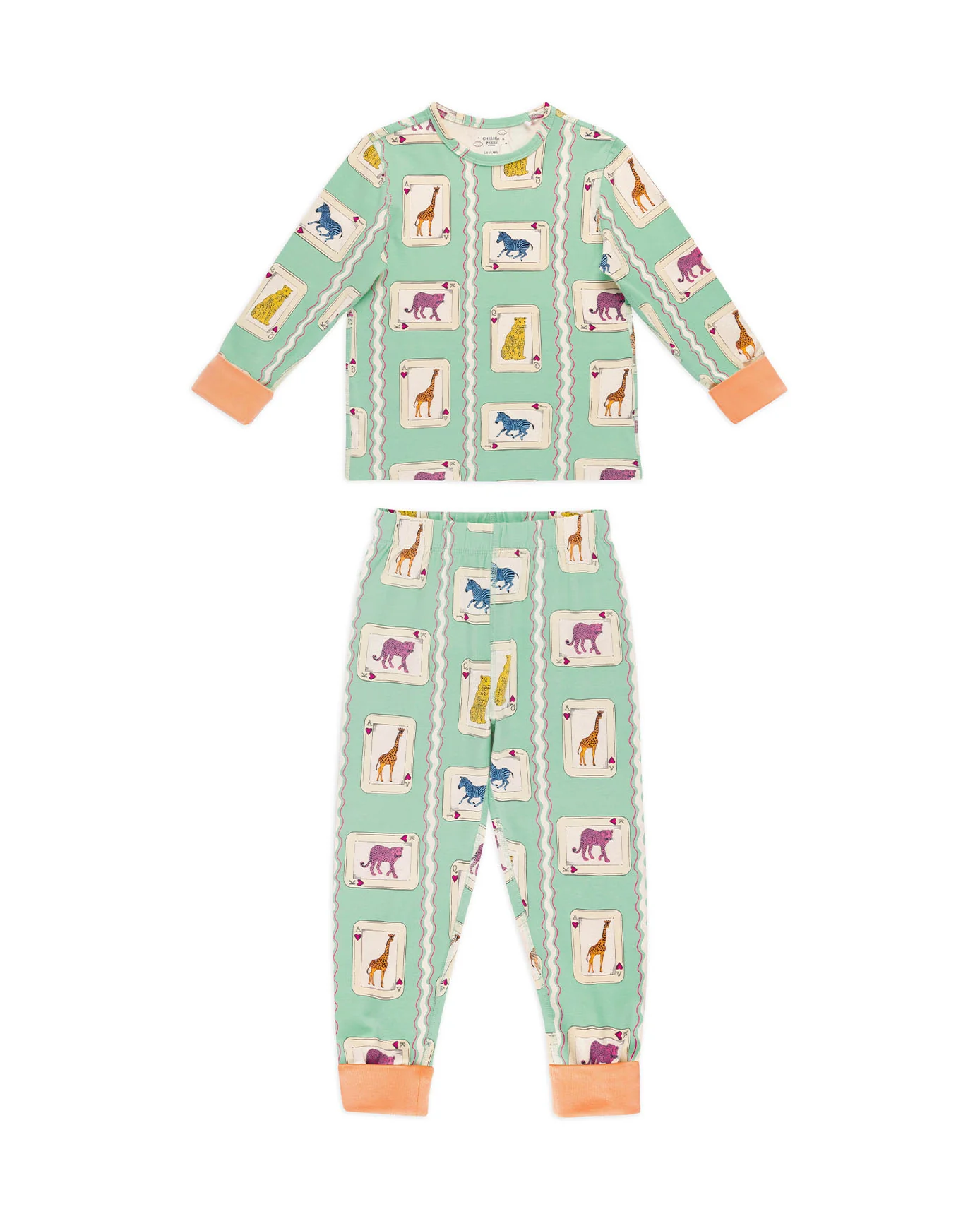Kids Organic Cotton Playing Card Animals Print Long Pyjama Set - Image 7