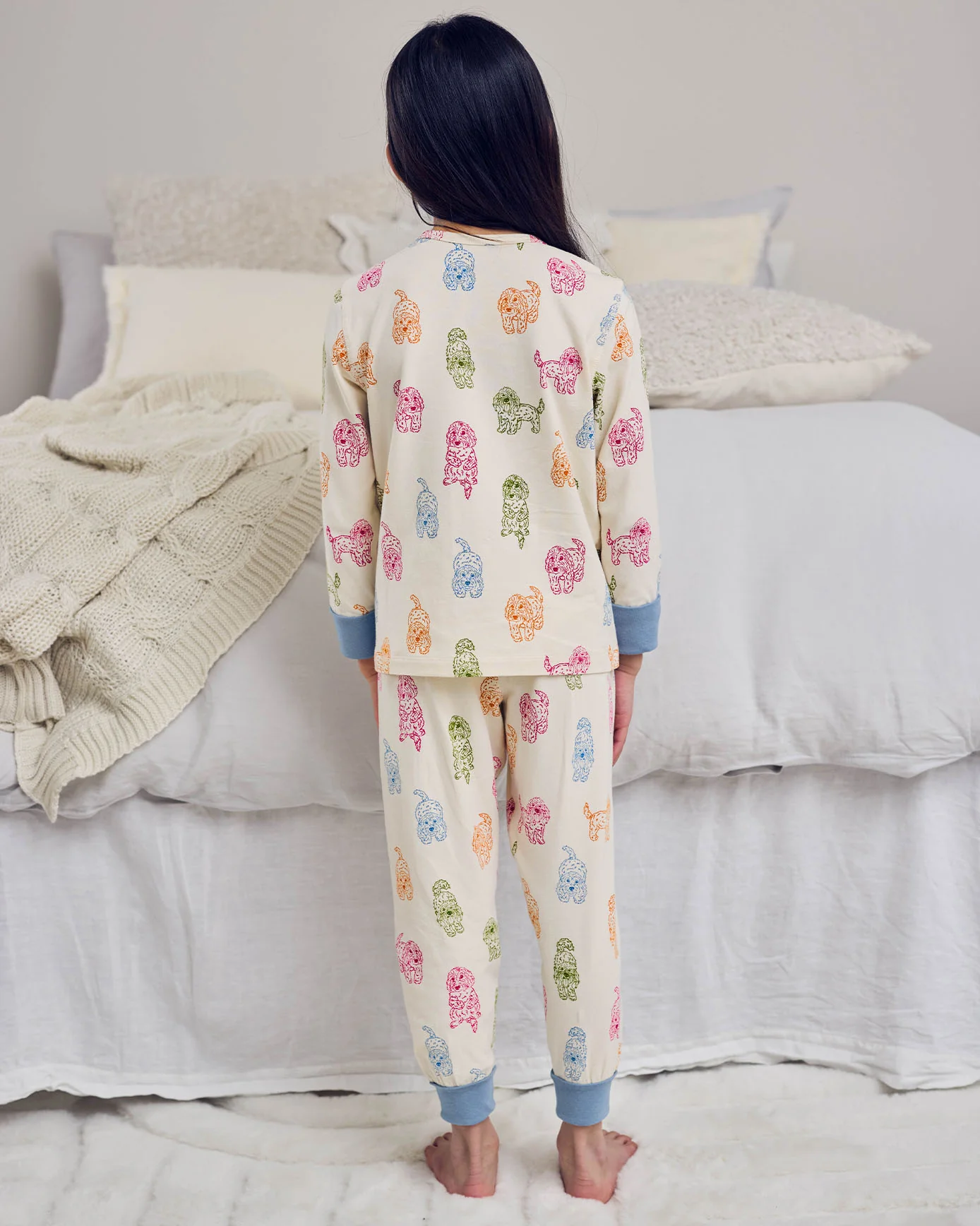 Kids Organic Cotton Rainbow Cockapoo Print Long Pyjama Set - Image 4