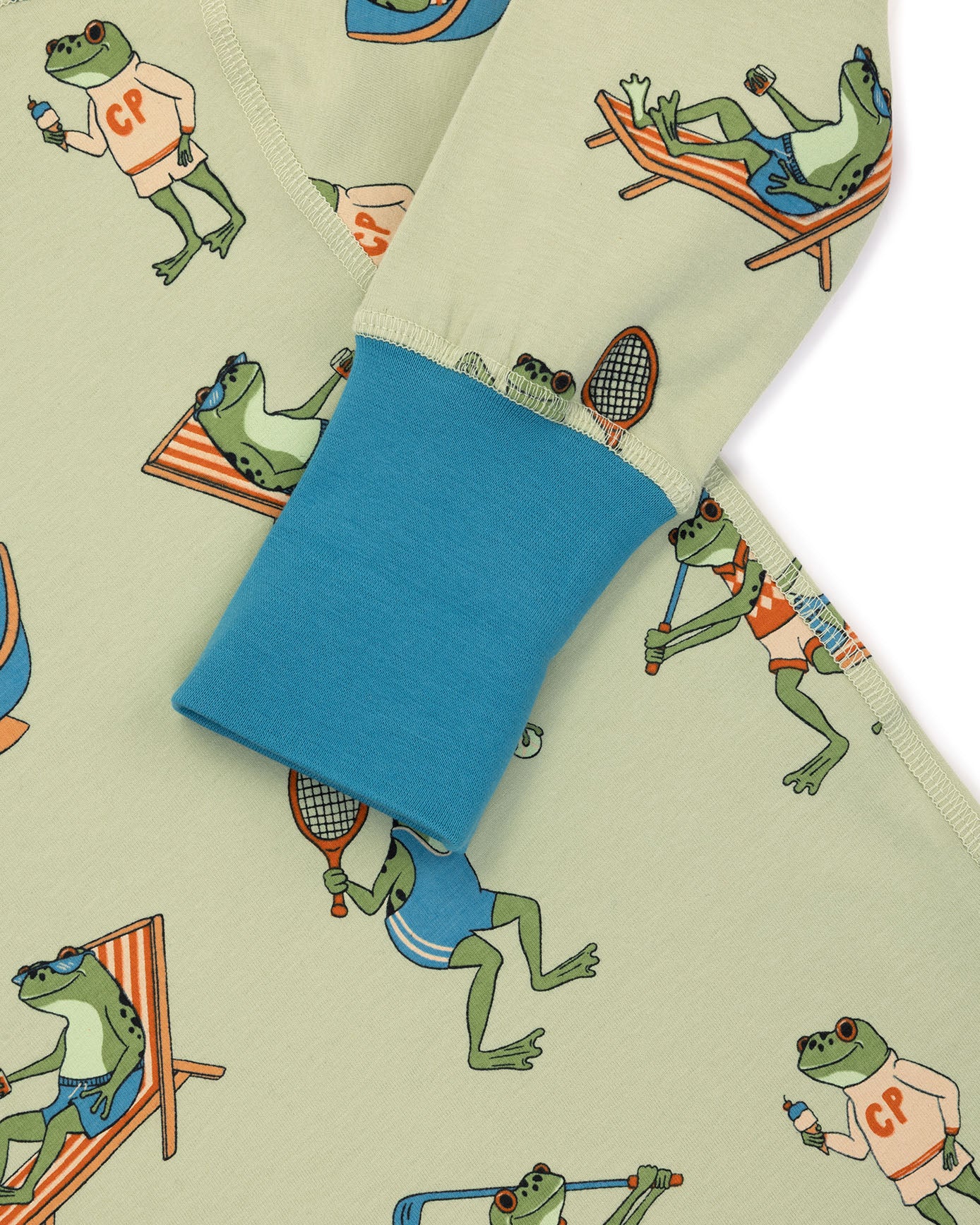 Kids Organic Cotton Sports Frogs Print Long Pyjama Set - Image 5