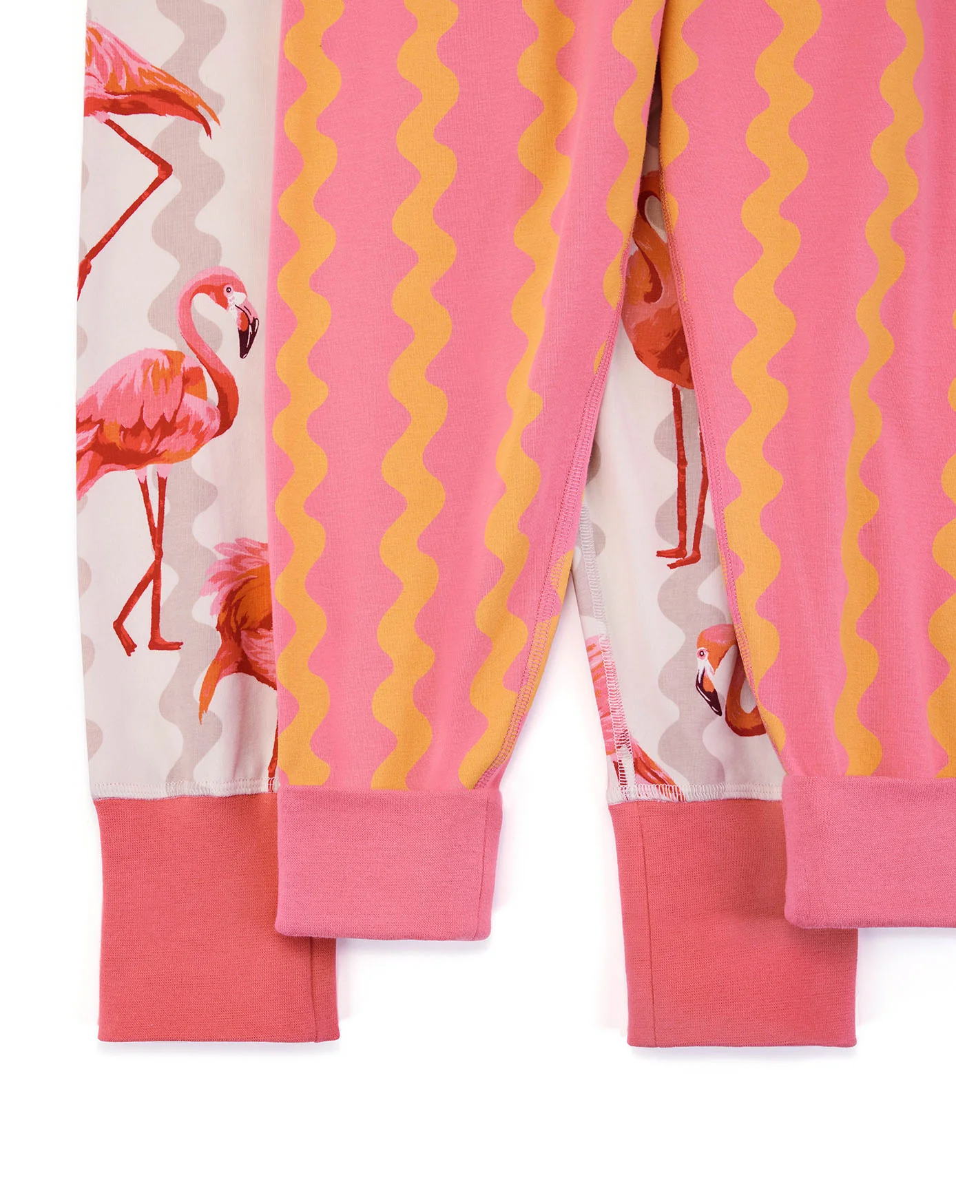 Kids Two Pack Organic Cotton Sunset Wavy / Flamingo Stripe Print Long Pyjama Set - Image 6