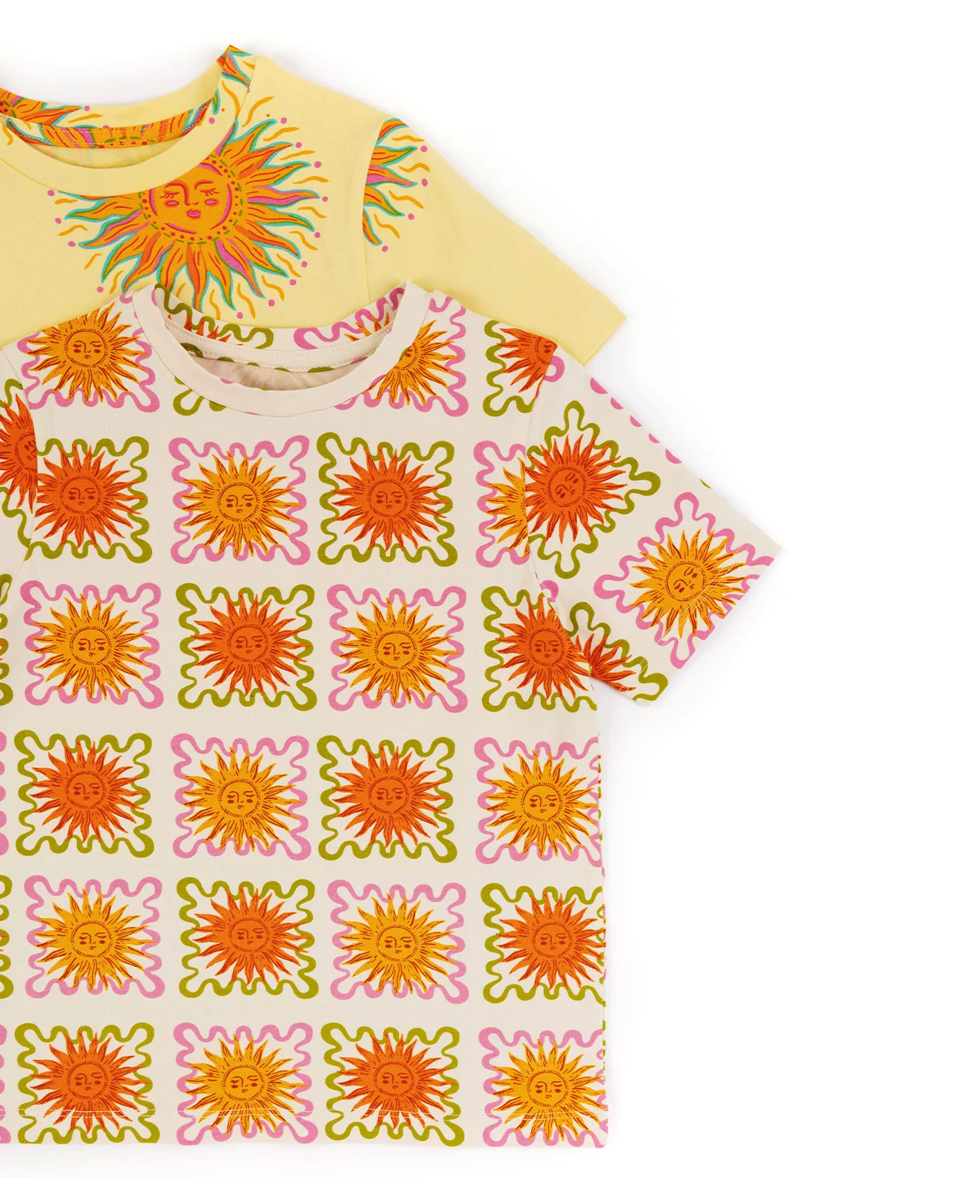 Kids Two Pack Organic Cotton Sun Print / Sunshine Tile Print Short Pyjama Set - Image 8