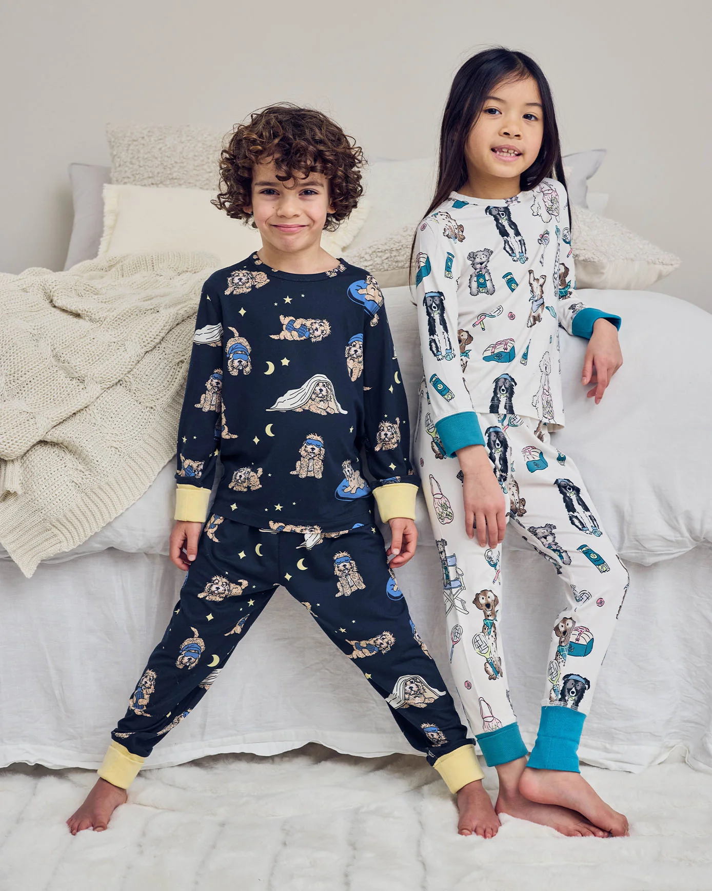 Kids Two Pack Tennis Dogs Print / Cockapoo Snooze Print Long Pyjama Set
