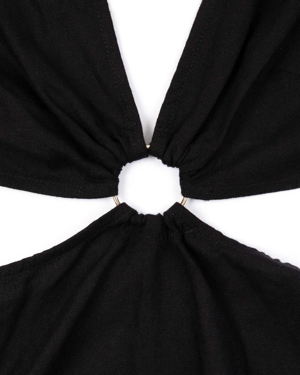 Linen-Blend Puff Sleeve Mini Dress - Black - Image 5