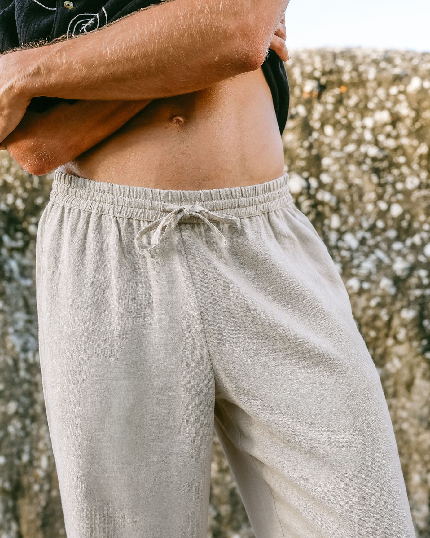 Linen-Blend Relaxed Trousers - Natural - Image 4