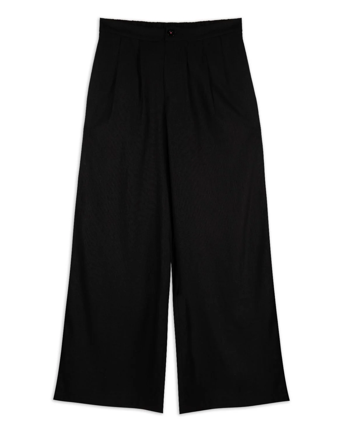 Linen-Blend Wide Leg Trousers - Black - Image 4