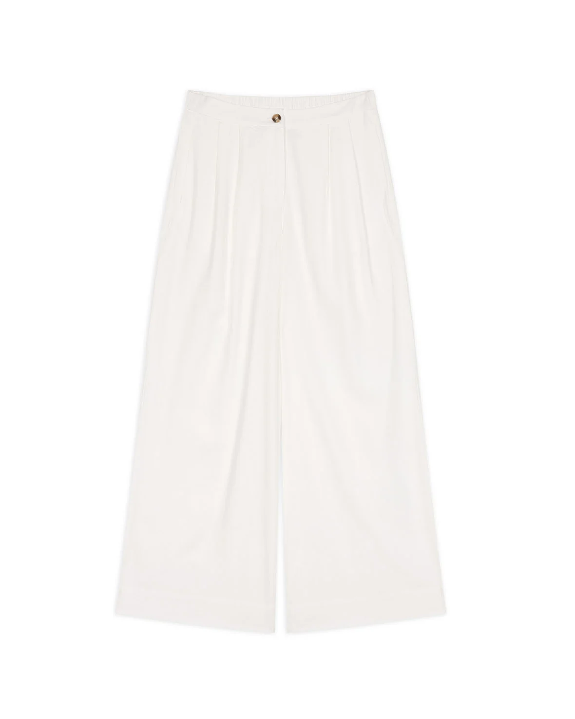 Linen-Blend Wide Leg Trousers - White - Image 4