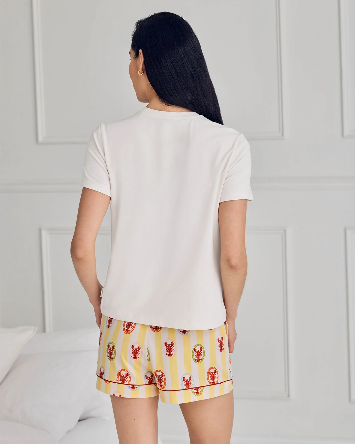 Embroidered Lobster Stripe Graphic Tee Short Pyjama Set - Image 3