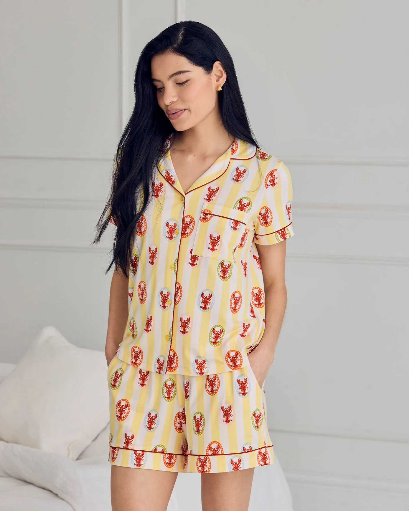 Lobster Stripe Print Short Pyjama Set