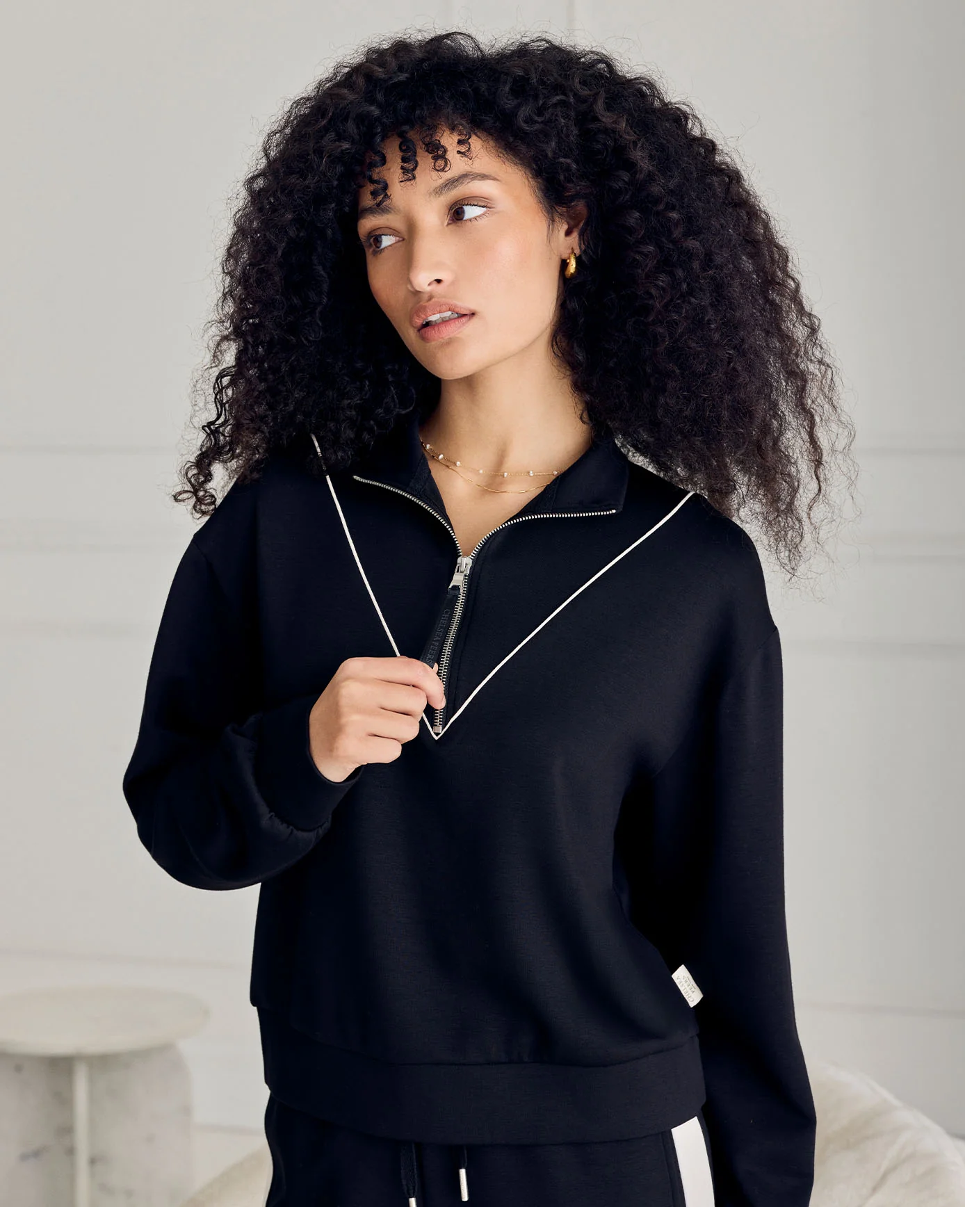 LuxeComfort Scuba Half-Zip Long Sleeve Sweatshirt - Black - Image 3