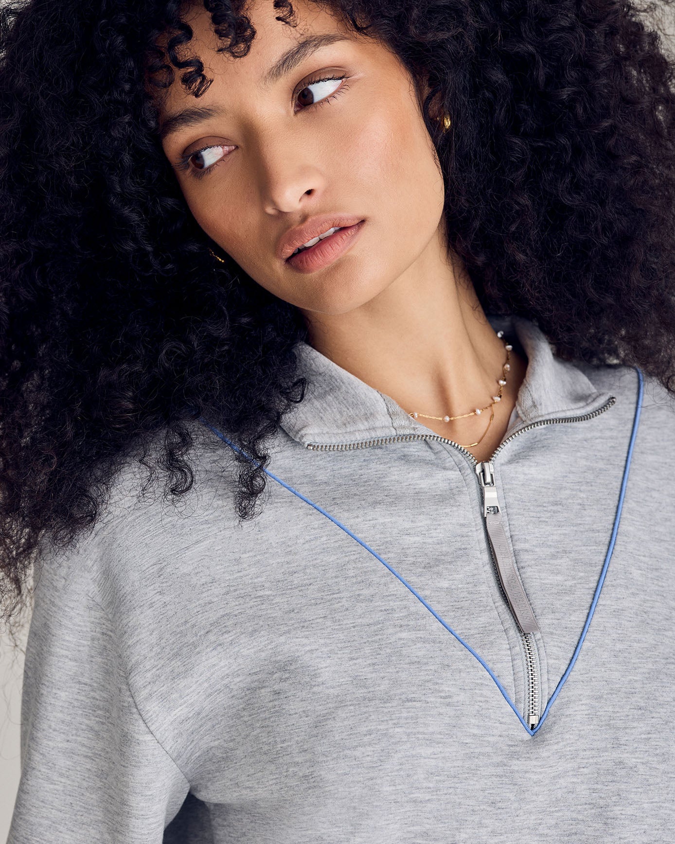 LuxeComfort Scuba Half-Zip Long Sleeve Sweatshirt - Grey - Image 3