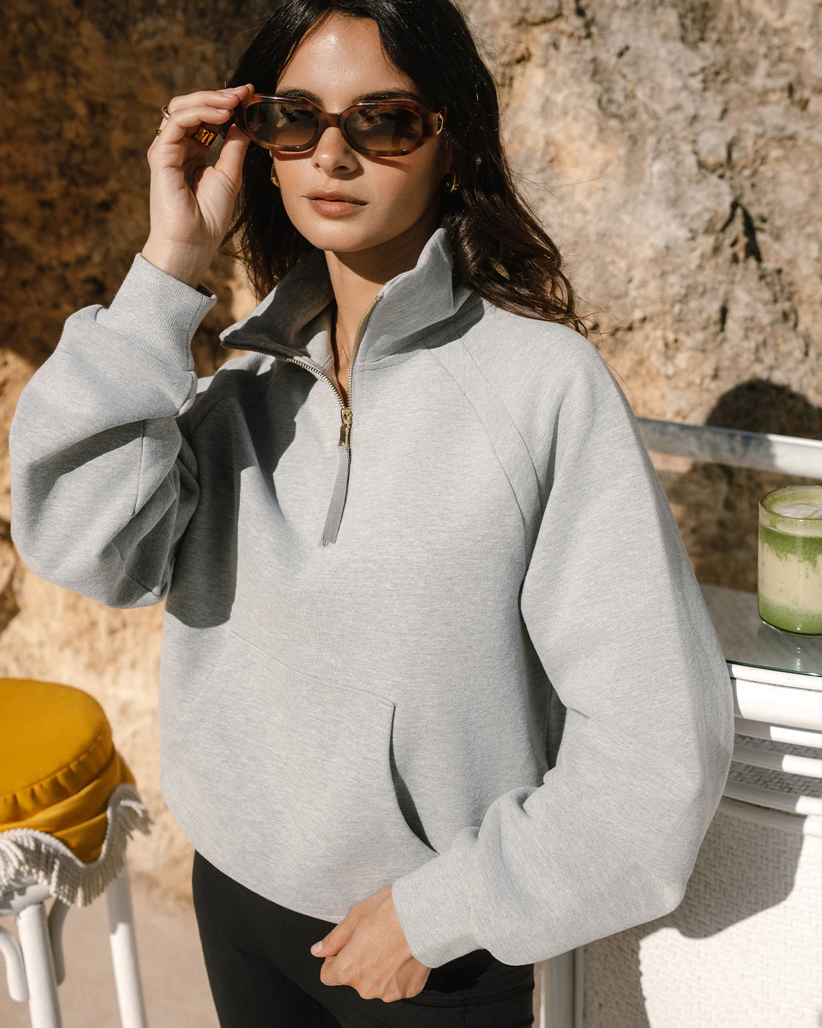 LuxeComfort Scuba Half-Zip Sweatshirt - Grey Marl - Image 11