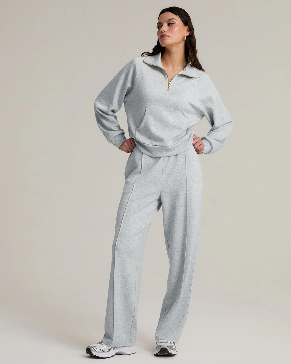 LuxeComfort Scuba Half-Zip Sweatshirt - Grey Marl - Image 4