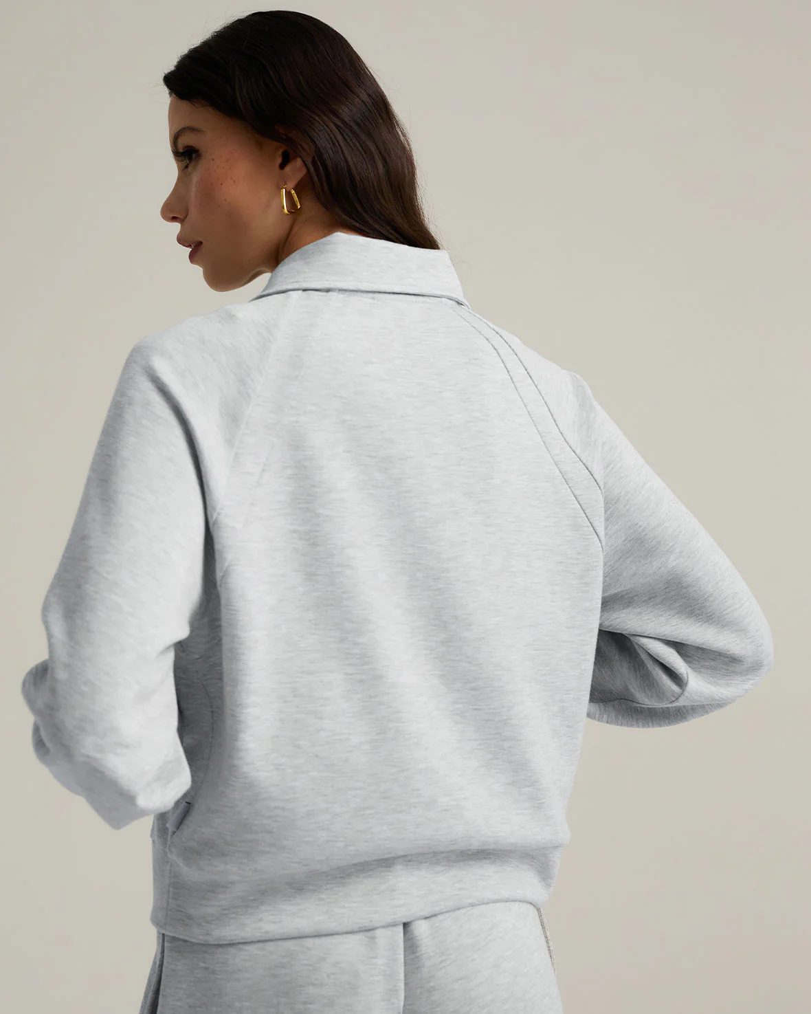 LuxeComfort Scuba Half-Zip Sweatshirt - Grey Marl - Image 6