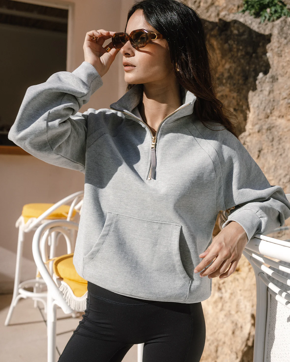 LuxeComfort Scuba Half-Zip Sweatshirt - Grey Marl - Image 7