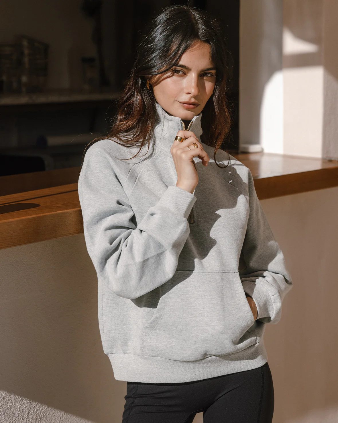 LuxeComfort Scuba Half-Zip Sweatshirt - Grey Marl - Image 9