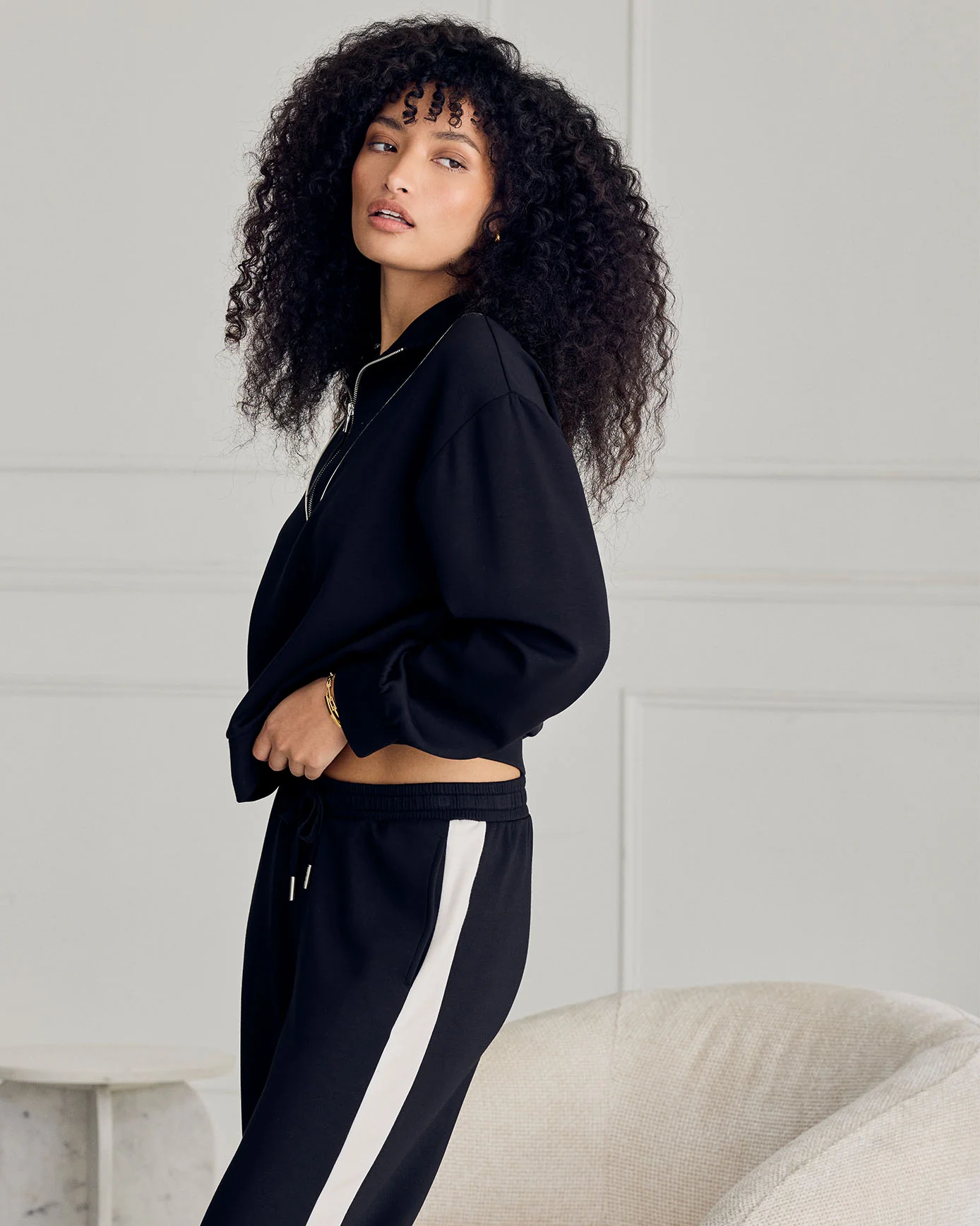 LuxeComfort Scuba Side Stripe Joggers - Black - Image 5