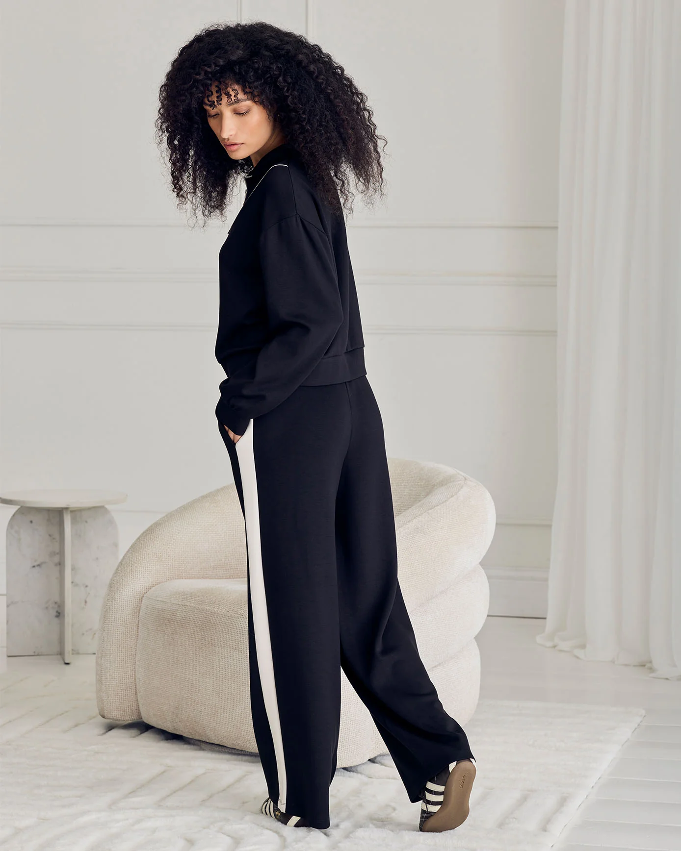 LuxeComfort Scuba Side Stripe Joggers - Black - Image 6
