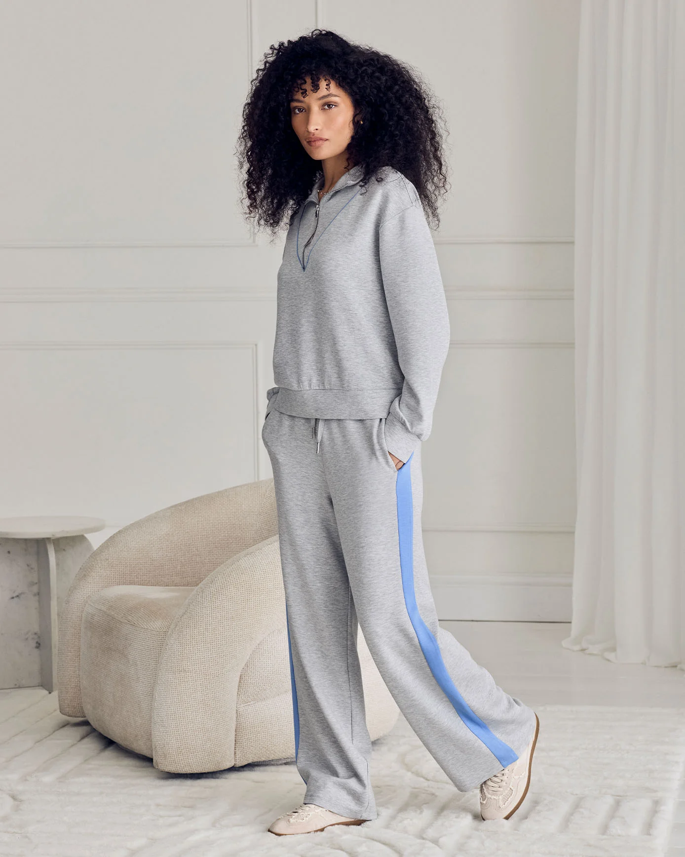 LuxeComfort Scuba Side Stripe Joggers - Grey