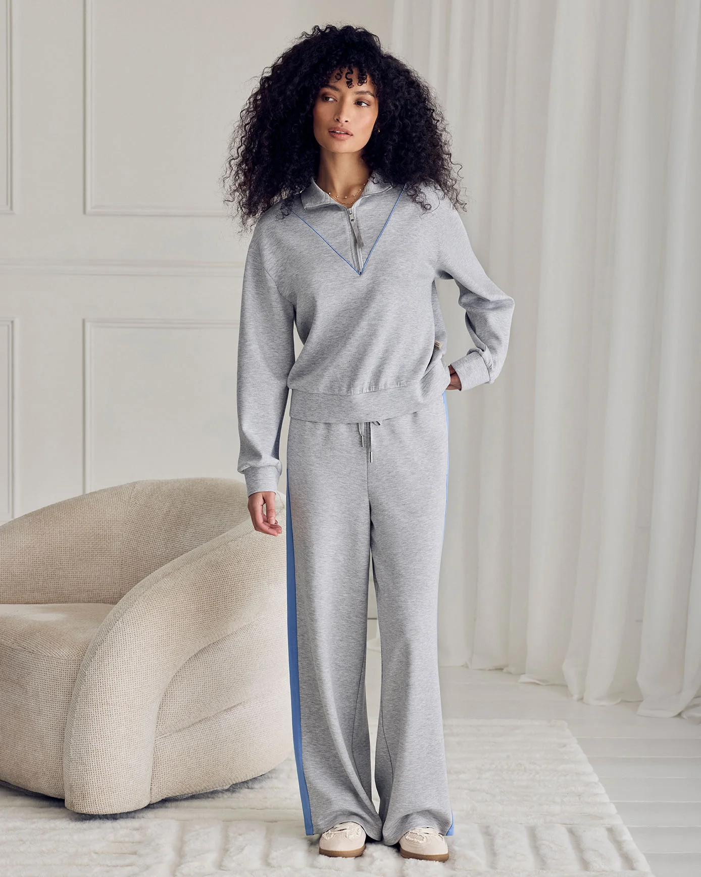 LuxeComfort Scuba Side Stripe Joggers - Grey - Image 3