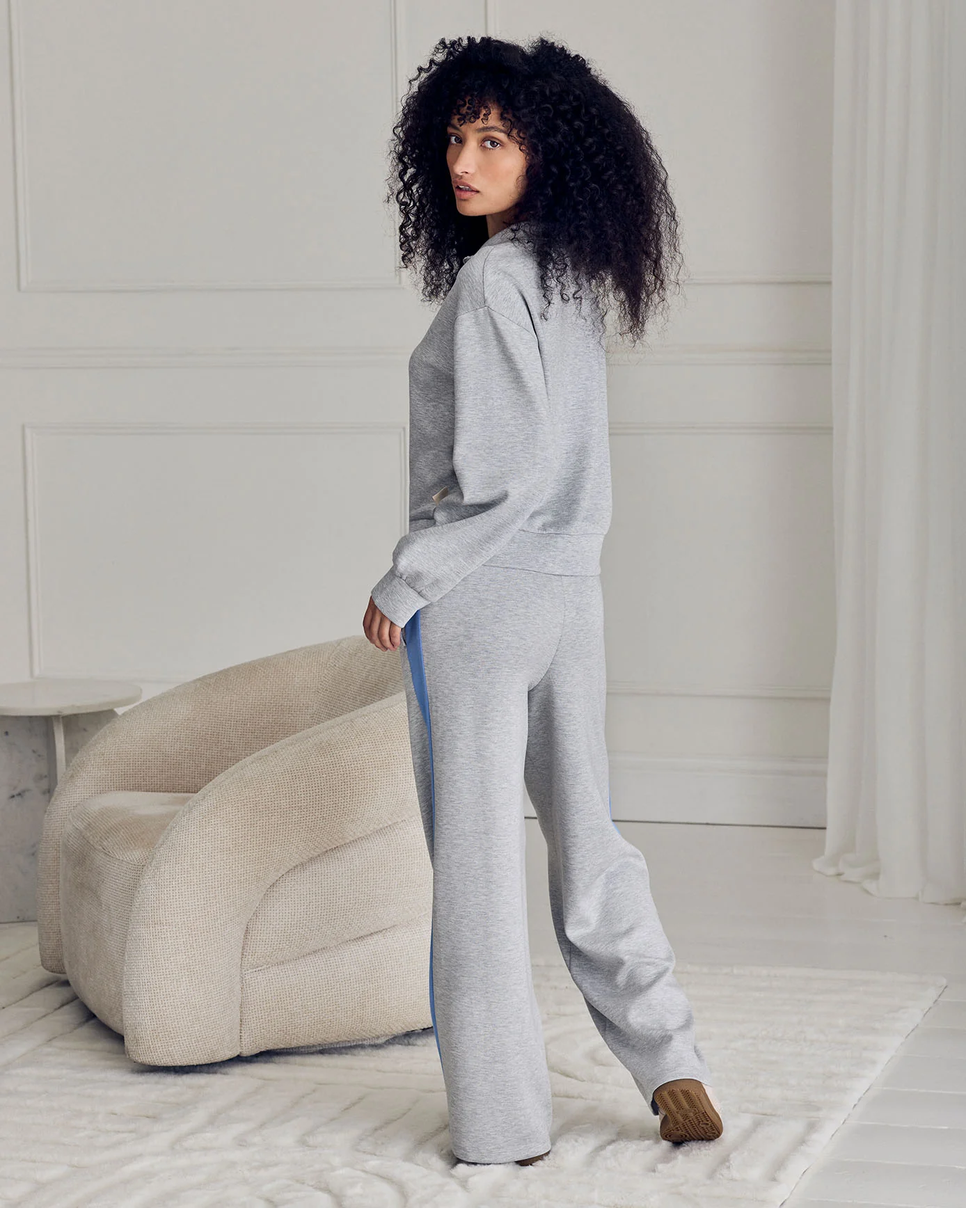 LuxeComfort Scuba Side Stripe Joggers - Grey - Image 5