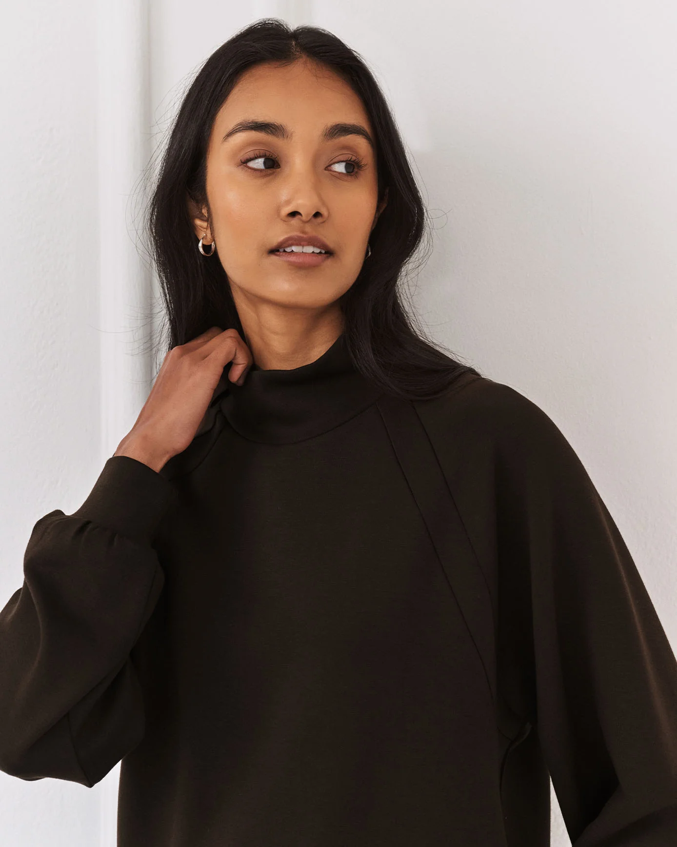 LuxeComfort Scuba Sweatshirt - Brown - Image 3