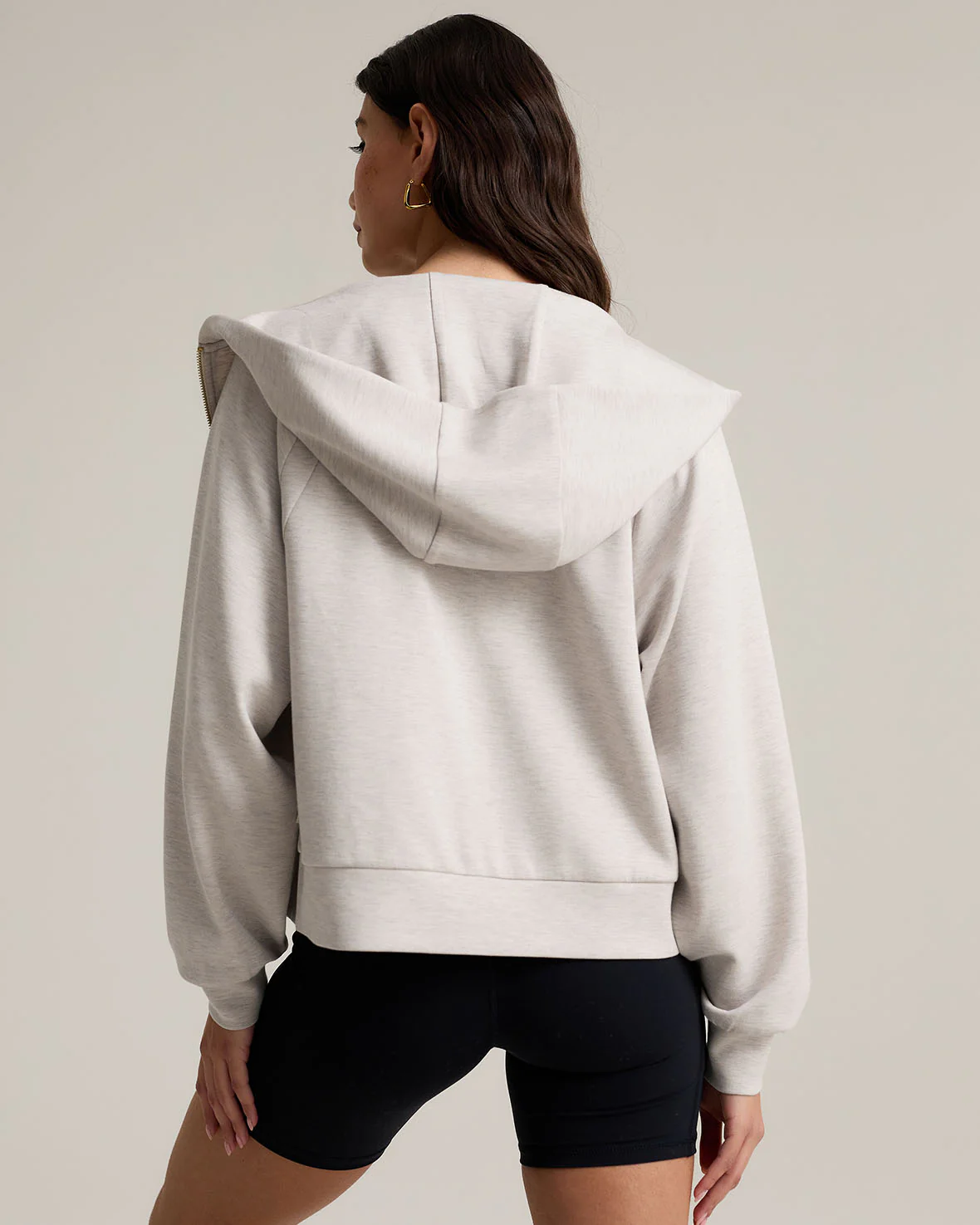 LuxeComfort Scuba Zip Hoodie - Beige Marl - Image 4