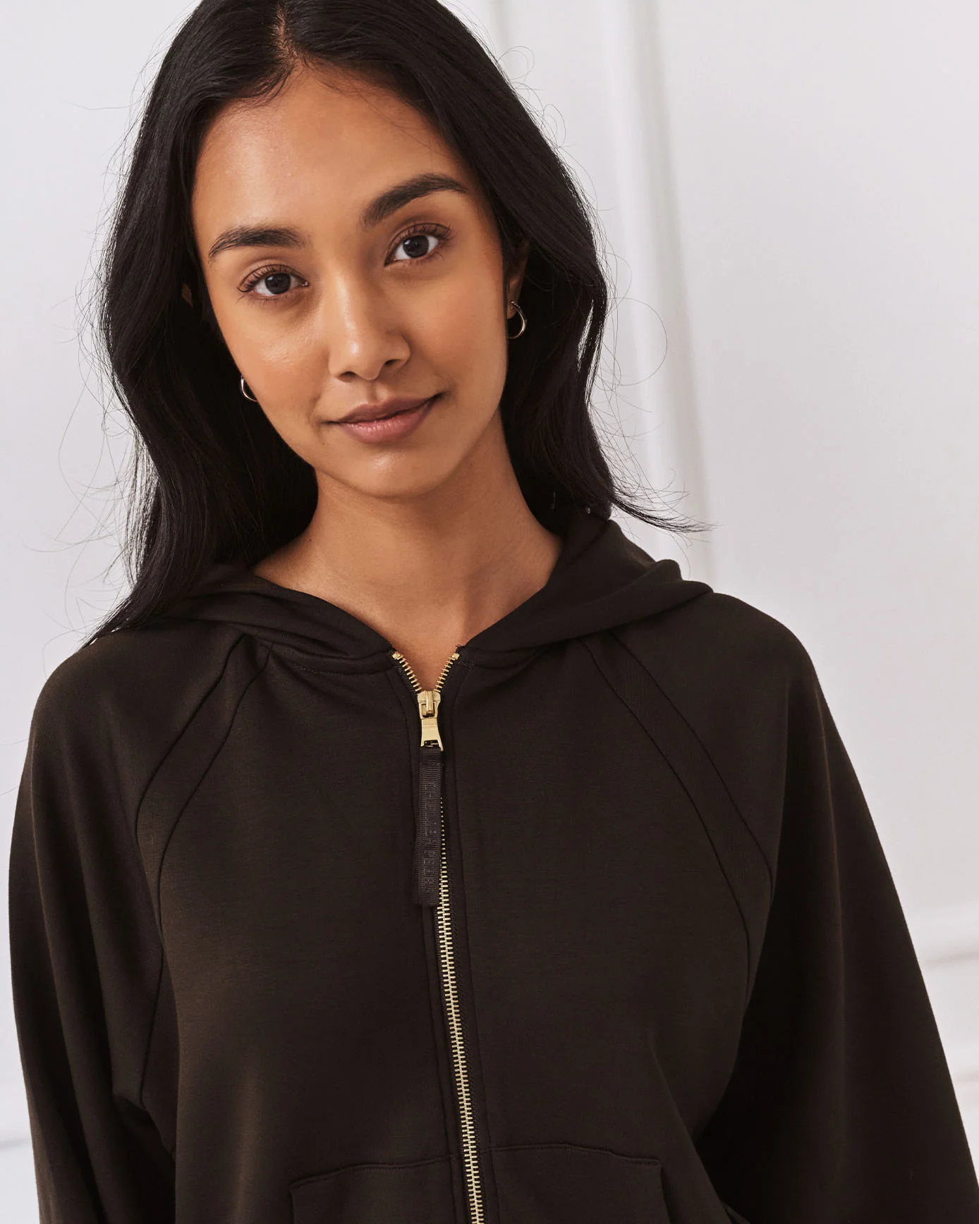 LuxeComfort Scuba Zip Hoodie - Brown - Image 3