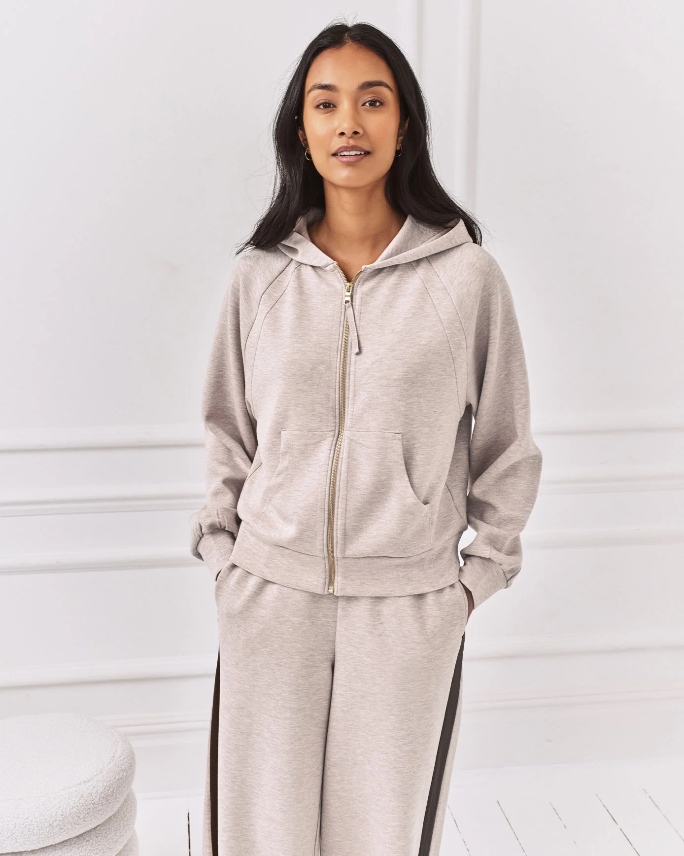 LuxeComfort Scuba Zip Hoodie - Camel