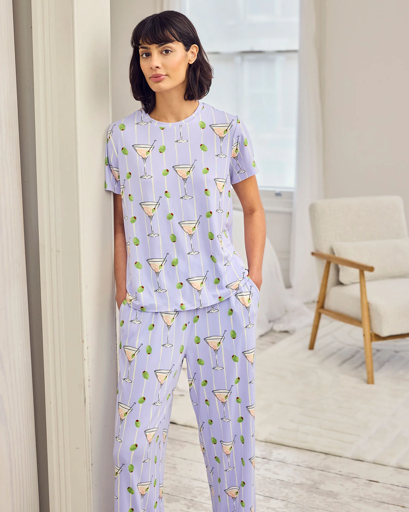 Martini & Olive Print Long Pyjama Set - Image 3