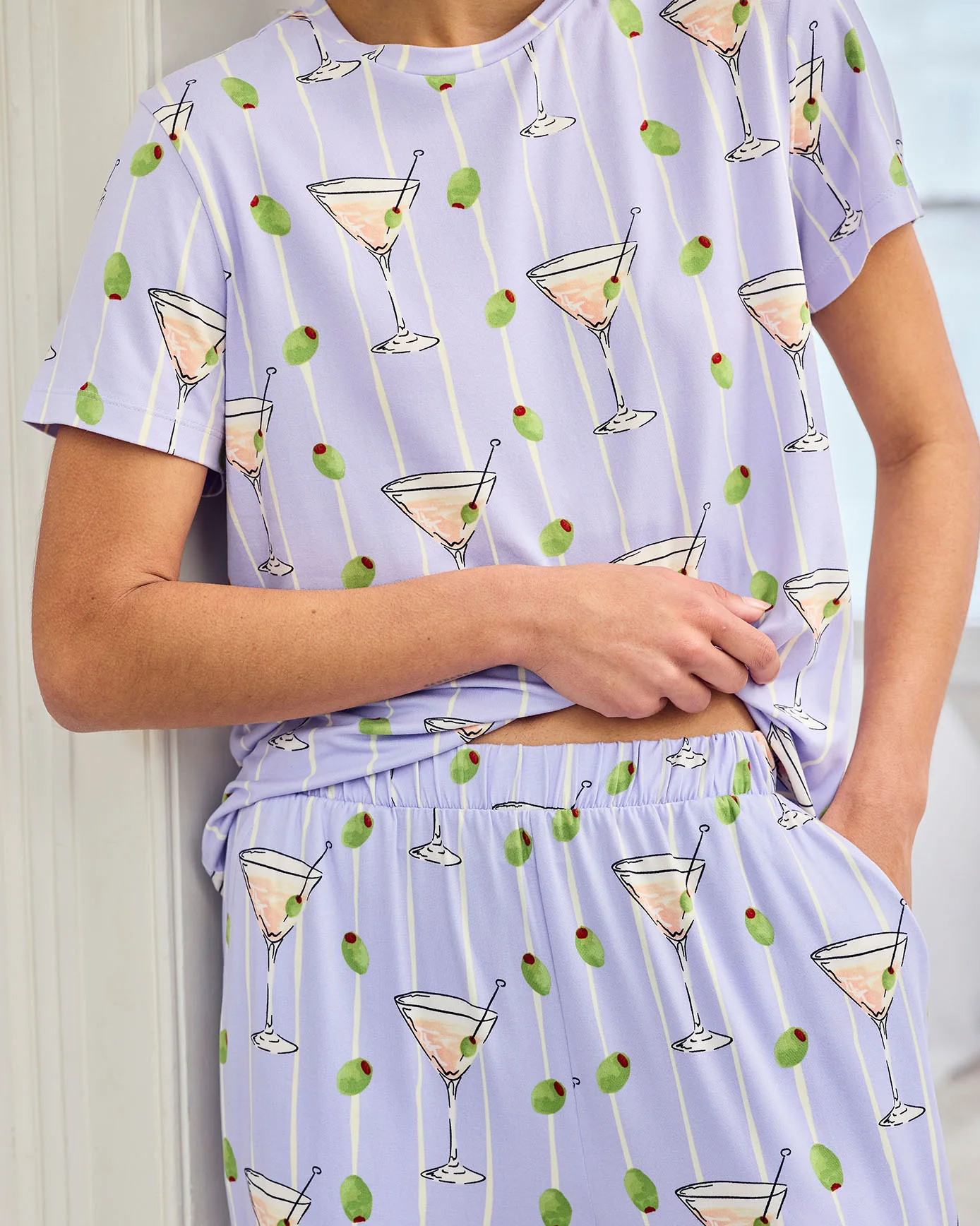 Martini & Olive Print Long Pyjama Set - Image 4