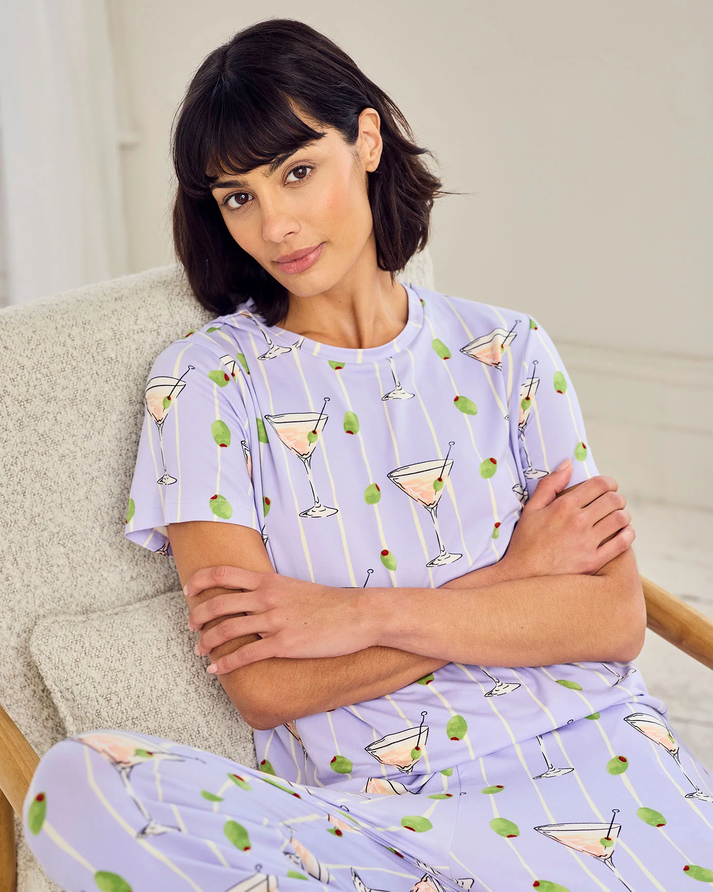 Martini & Olive Print Long Pyjama Set - Image 6