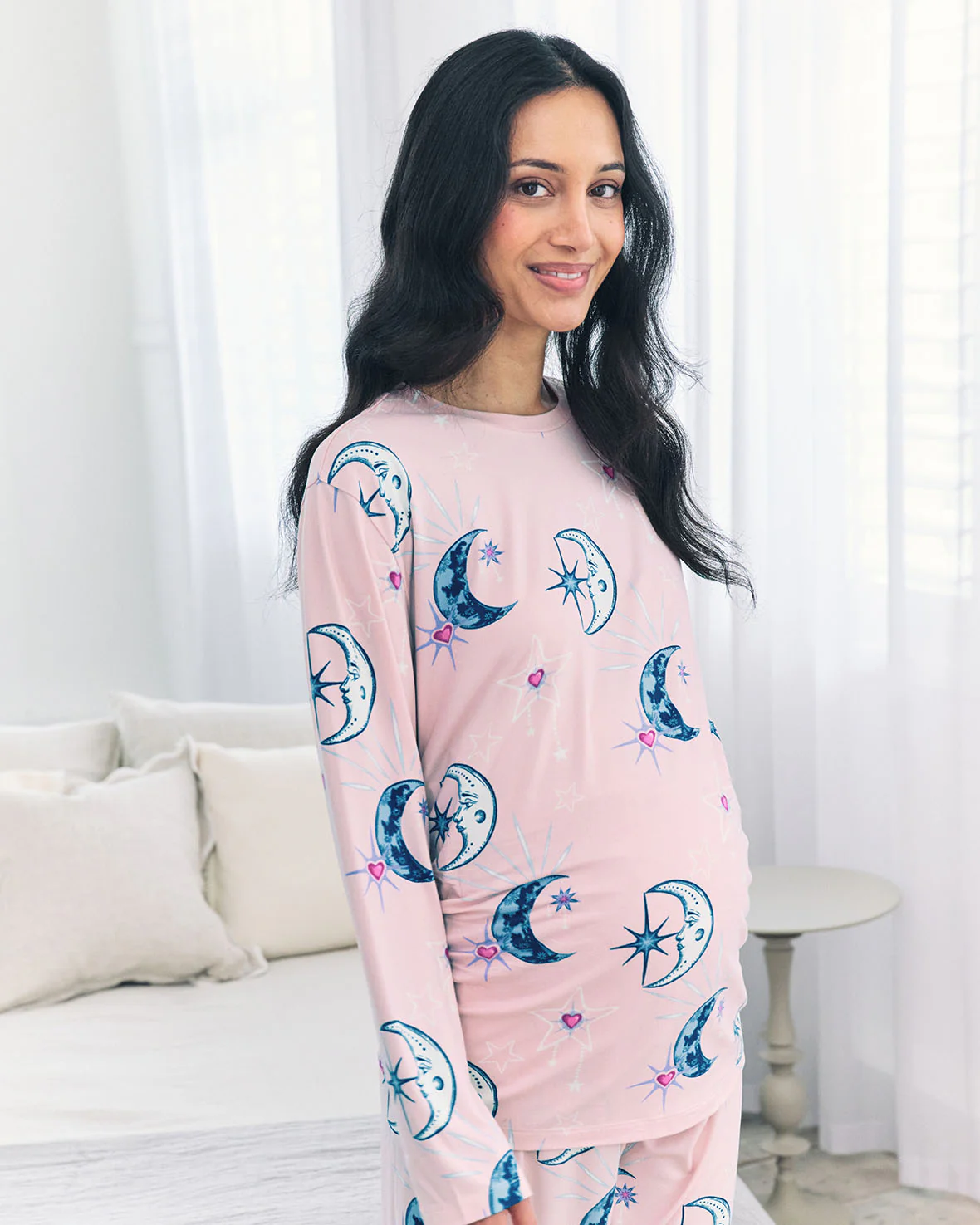 Maternity Astral Hearts Print Long Pyjama Set - Image 5