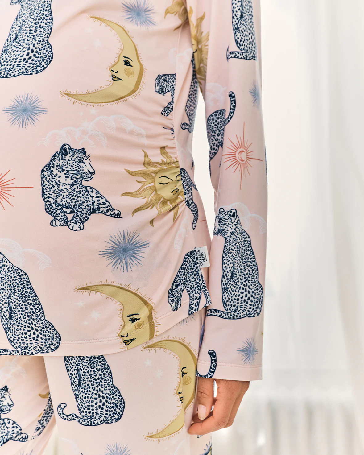 Maternity Celestial Leopard Print Long Pyjama Set - Image 4