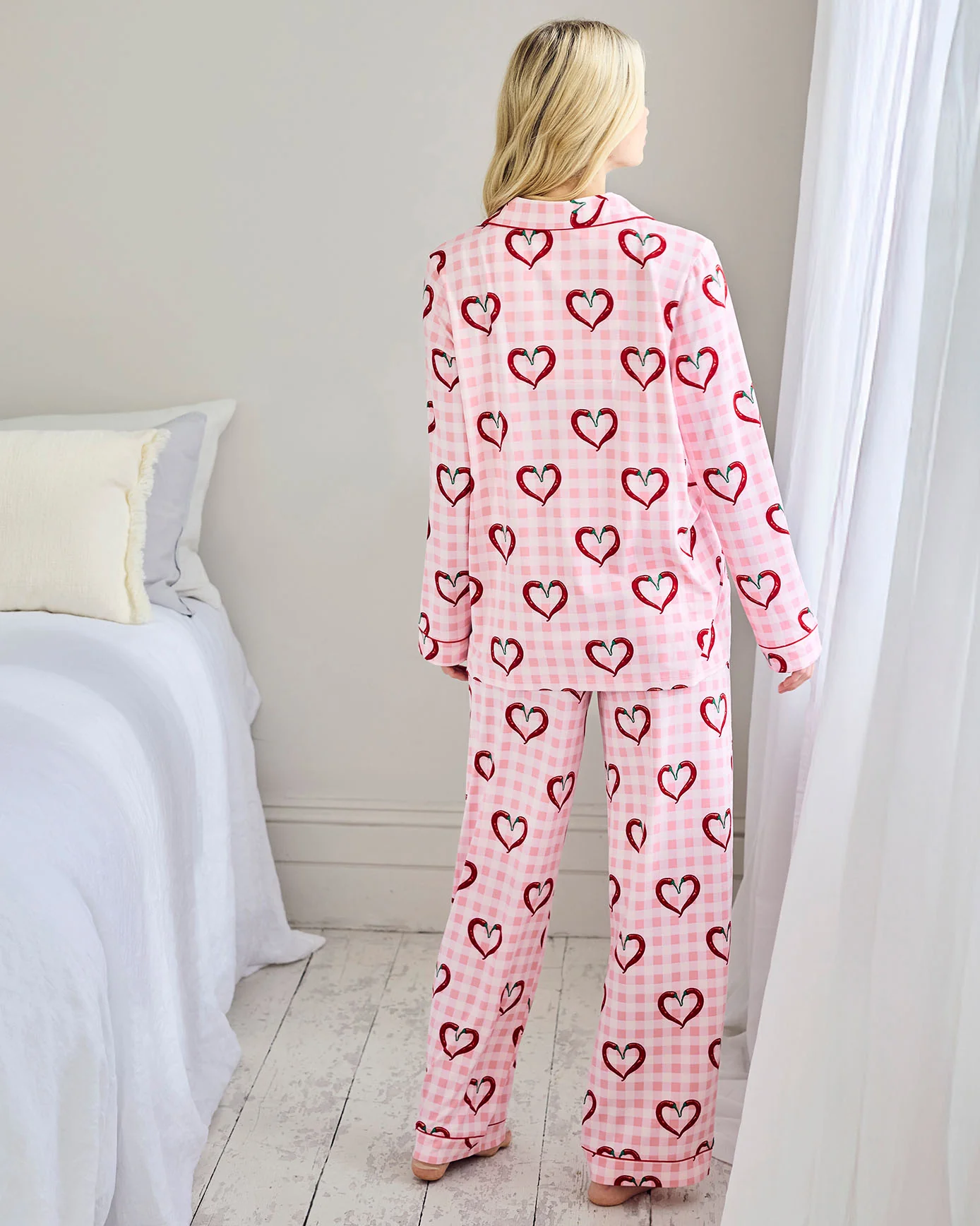 Maternity Chilli Heart Print Long Pyjama Set - Image 4