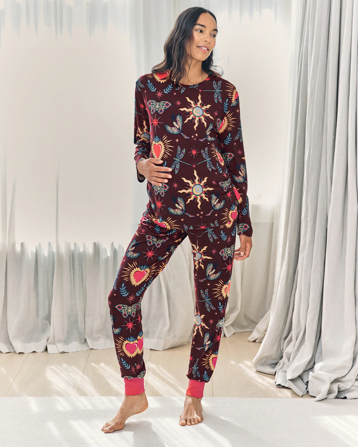 Maternity Enchanted Glade Print Long Pyjama Set