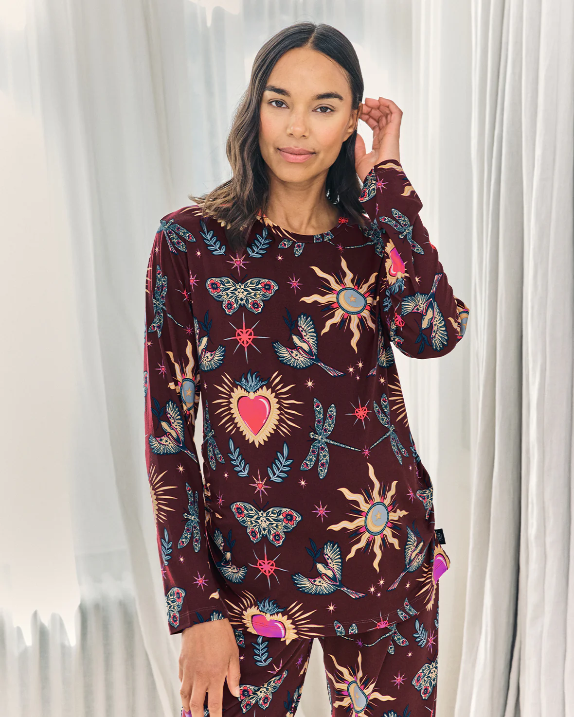Maternity Enchanted Glade Print Long Pyjama Set - Image 3