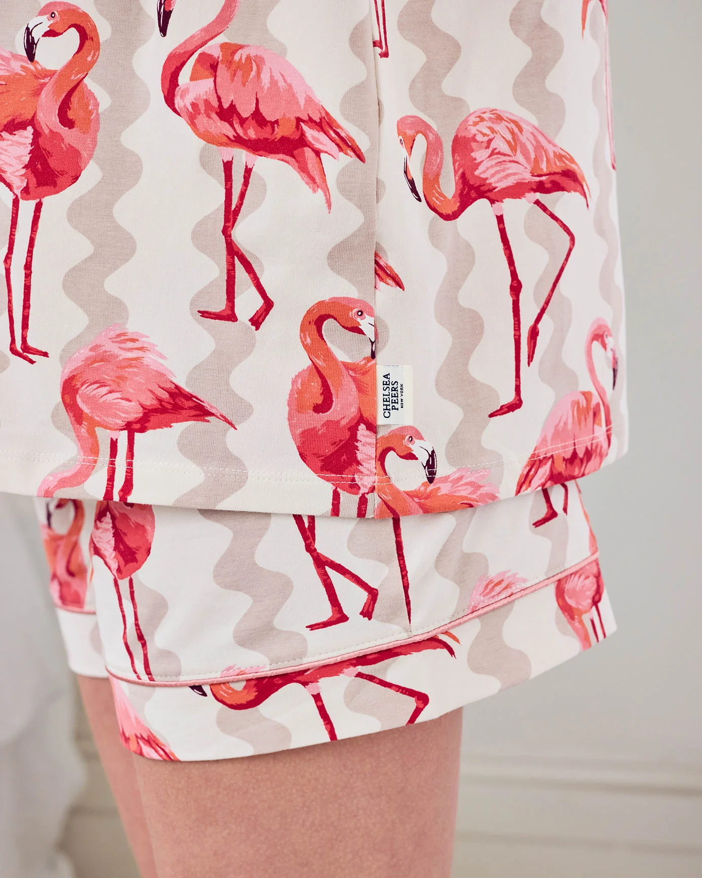 Maternity Organic Cotton Flamingo Stripe Print Short Pyjama Set - Image 5