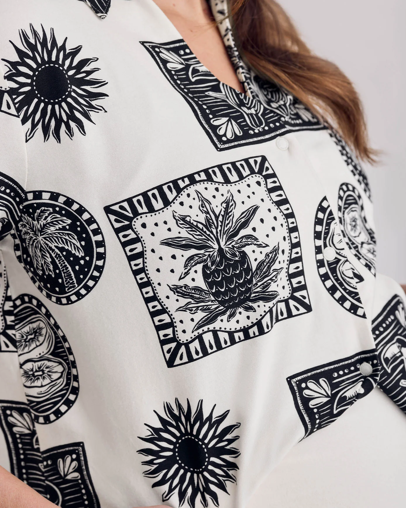 Maternity Organic Cotton Stamp & Tile Print Short Pyjama Set - Image 6