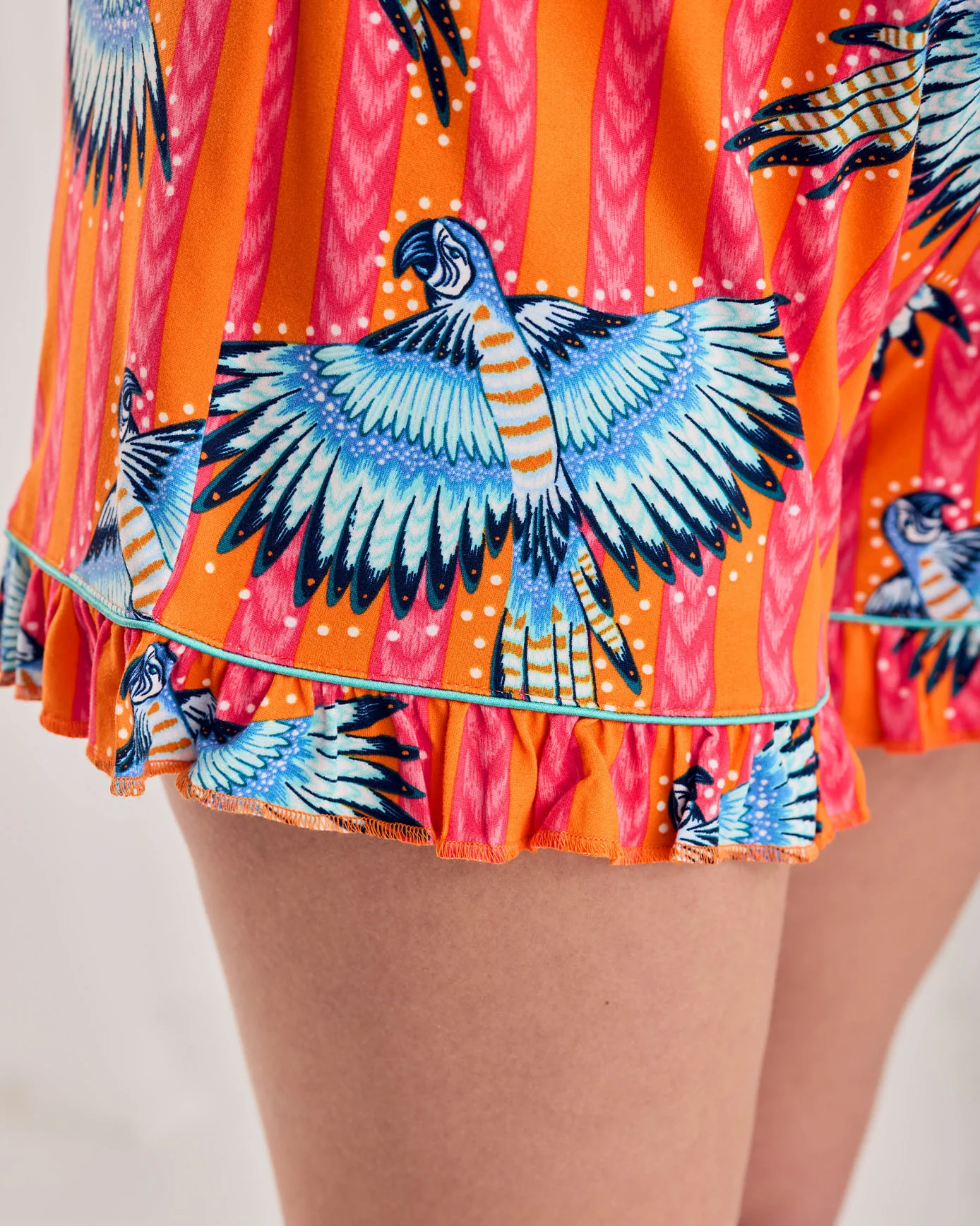 Maternity Parrot Stripe Print Frill Short Pyjama Set - Image 6
