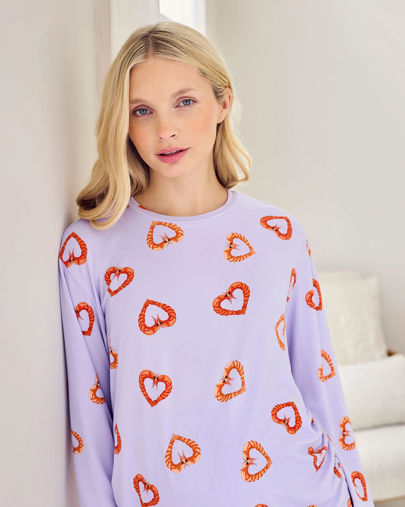 Maternity Shrimp Heart Print Long Pyjama Set - Image 4