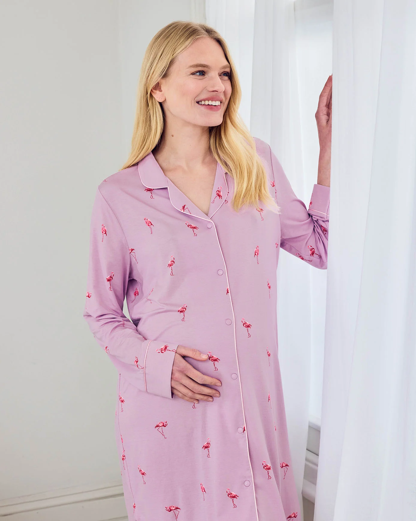 Maternity TENCEL™ Modal Flamingo Print Nightshirt - Image 3