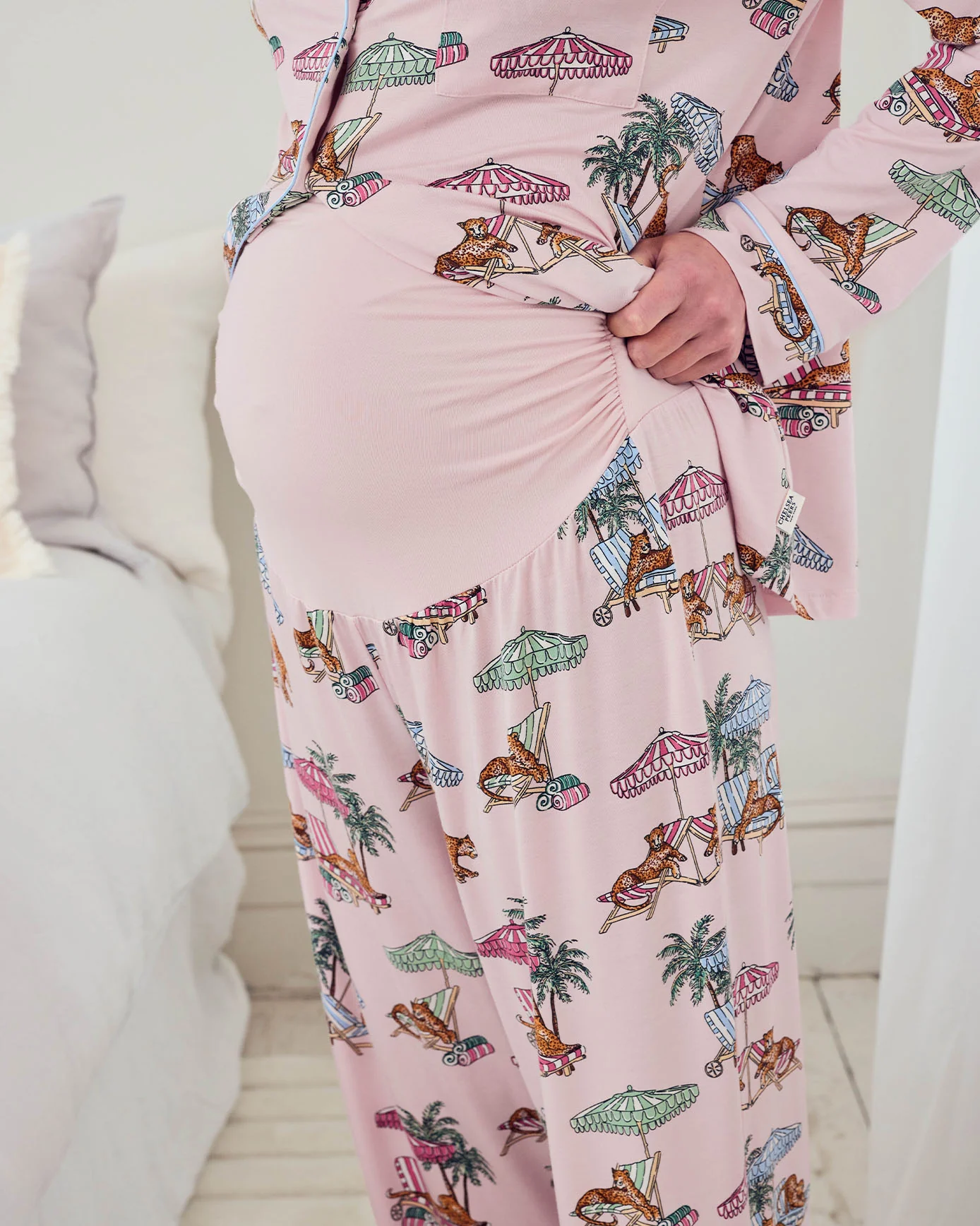 Maternity TENCEL™ Modal Lounging Leopards Print Long Pyjama Set - Image 3