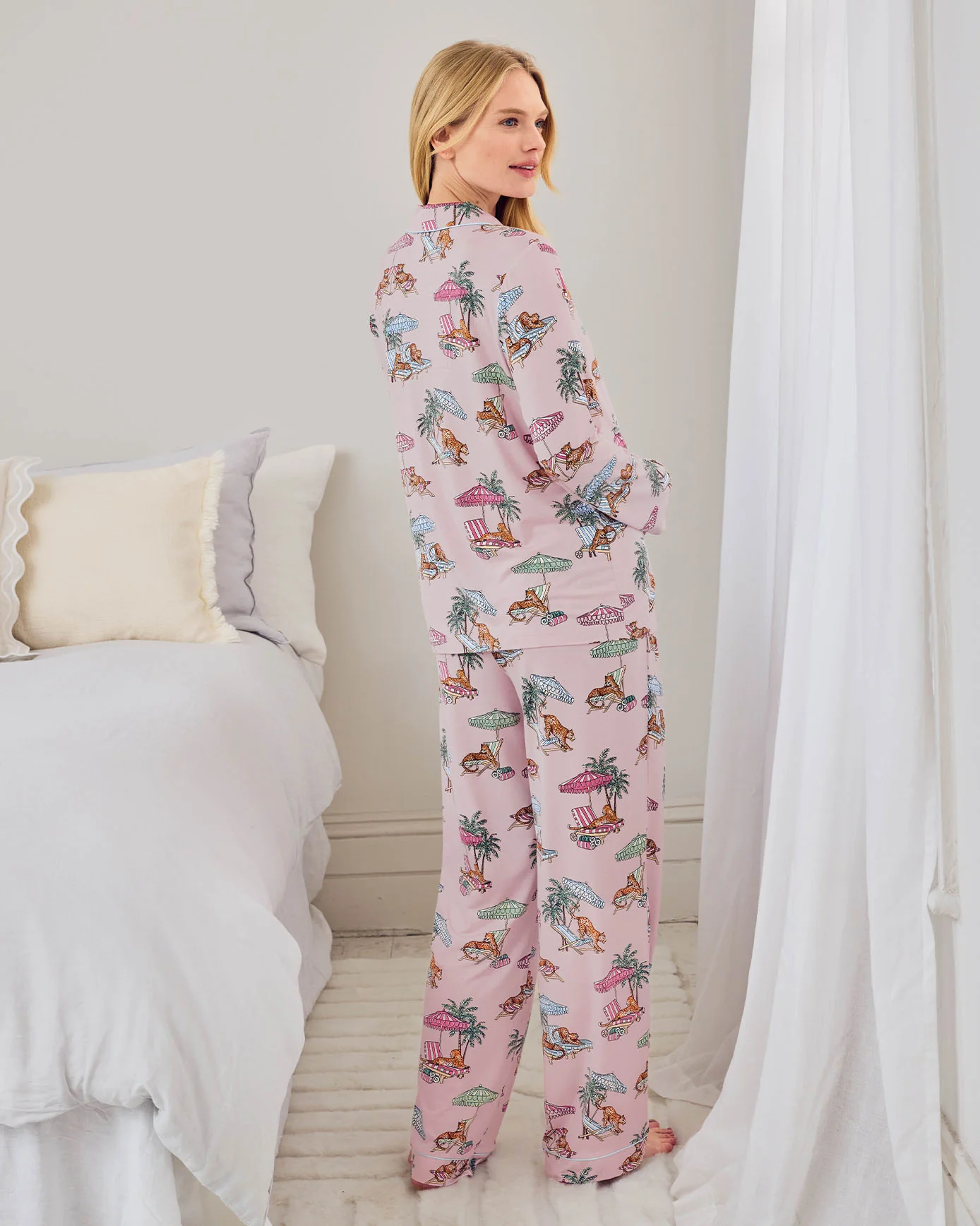 Maternity TENCEL™ Modal Lounging Leopards Print Long Pyjama Set - Image 4