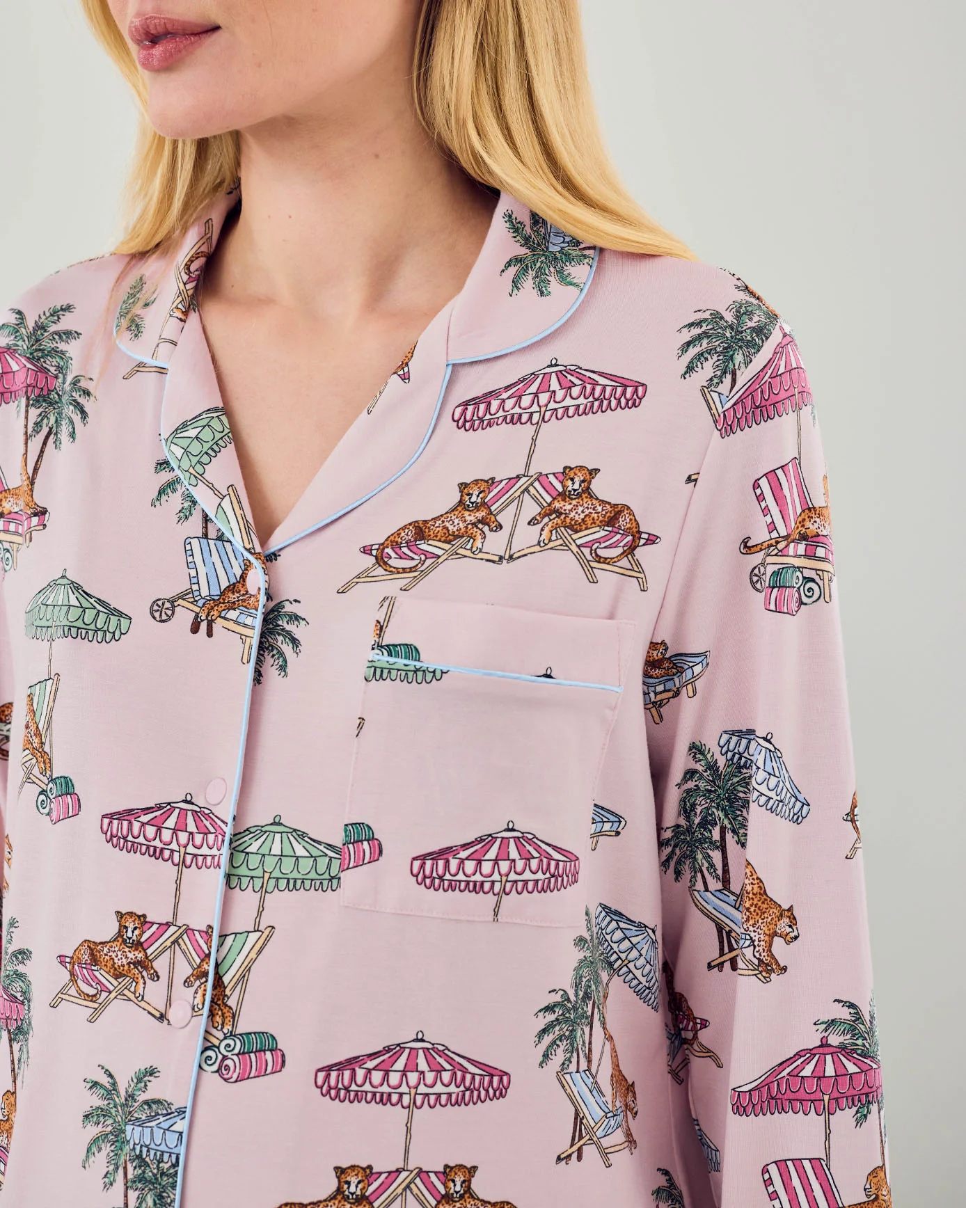 Maternity TENCEL™ Modal Lounging Leopards Print Long Pyjama Set - Image 5