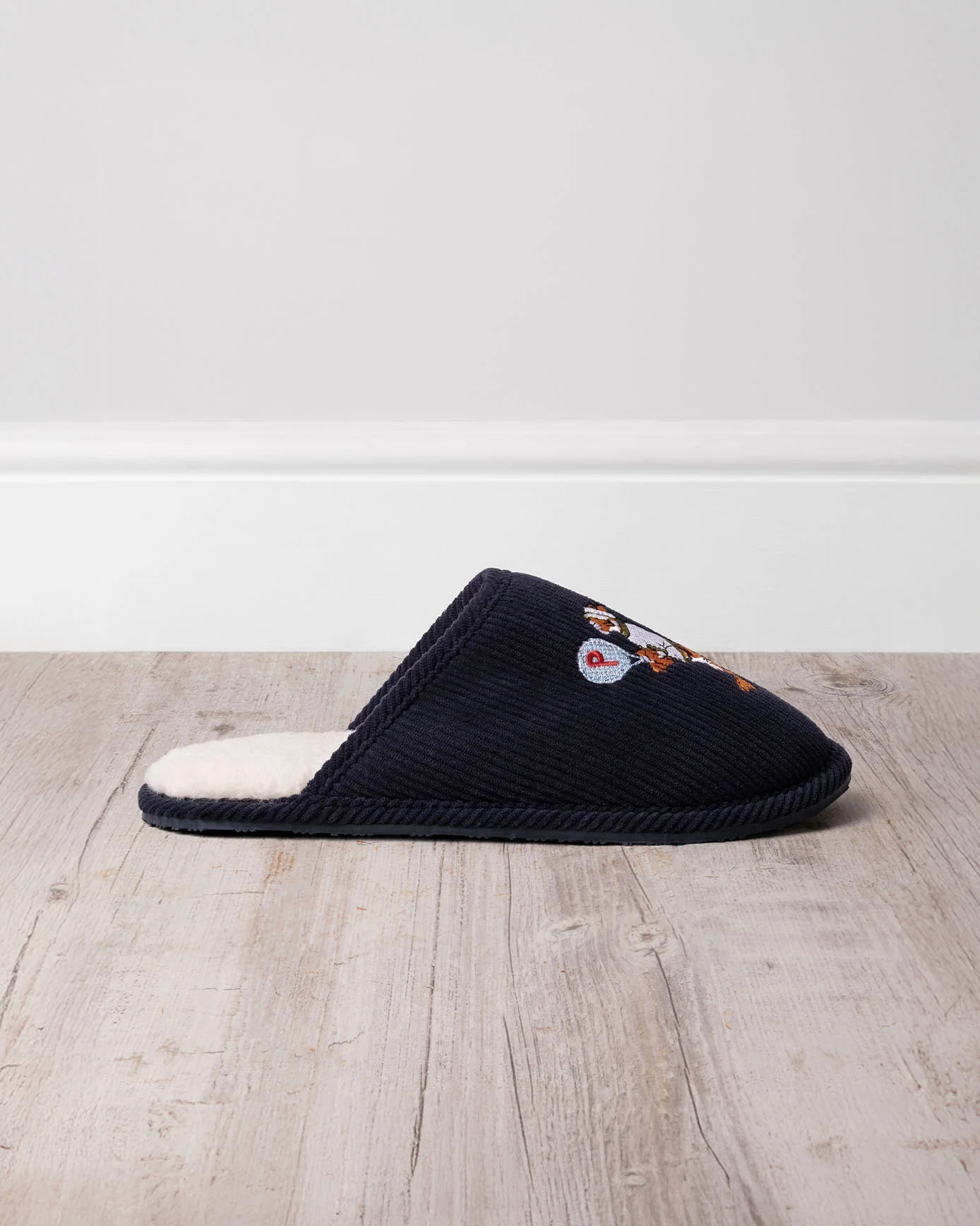 Mens Corduroy Embroidered Tennis Tiger Slippers - Image 3