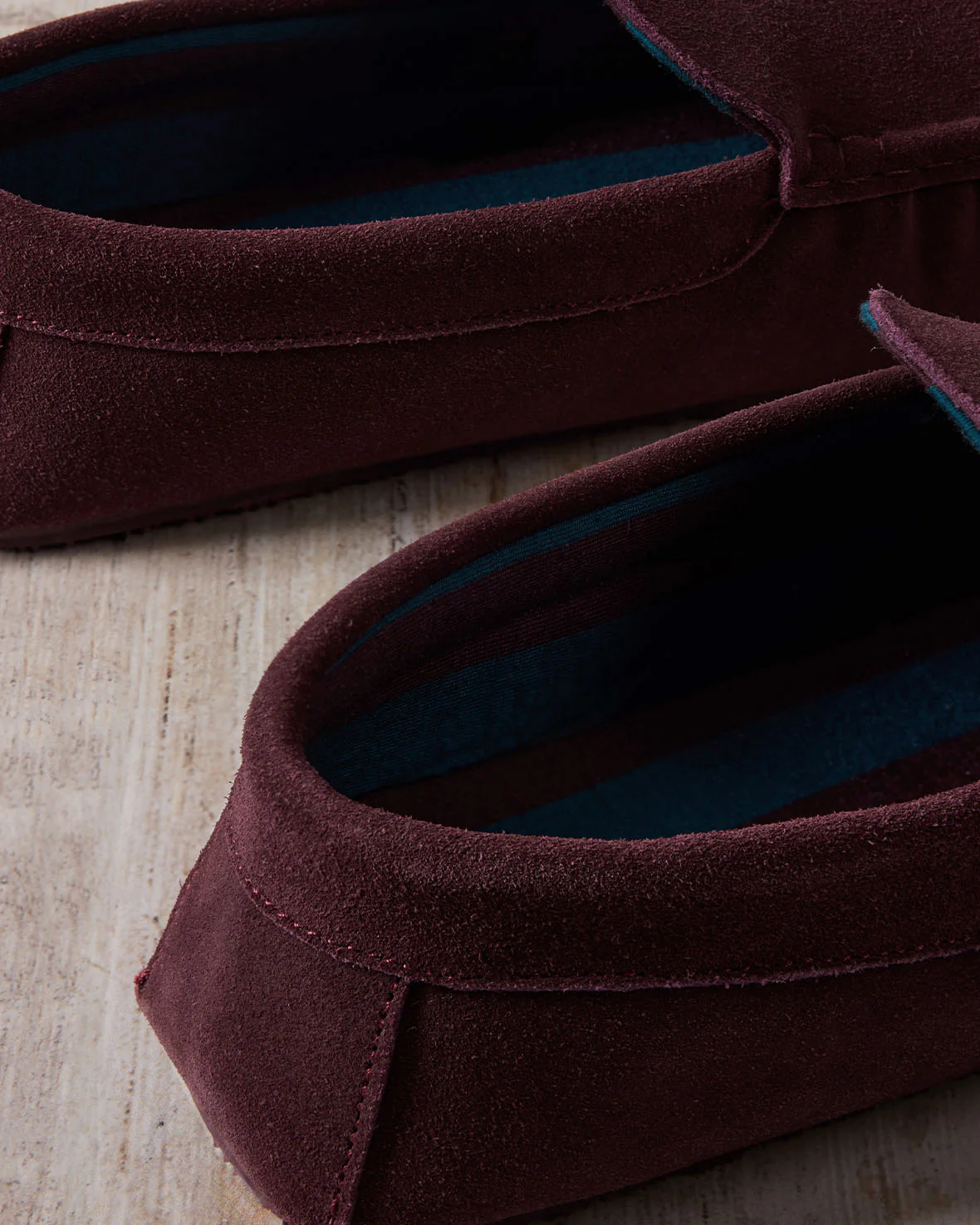 Mens Suede Moccasin Slippers - Burgundy - Image 3