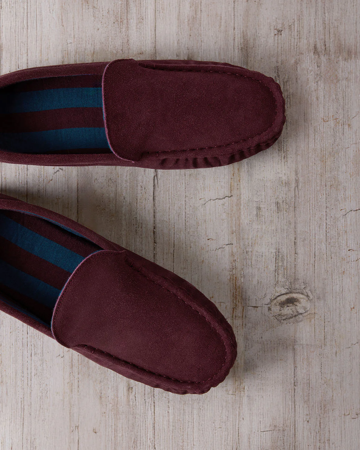 Mens Suede Moccasin Slippers - Burgundy - Image 5