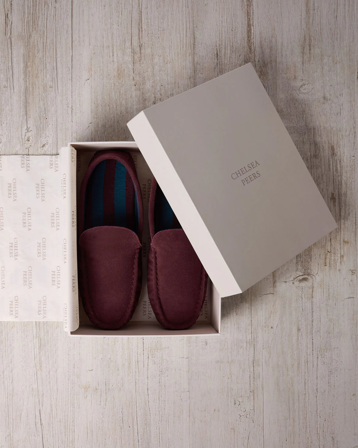 Mens Suede Moccasin Slippers - Burgundy - Image 6