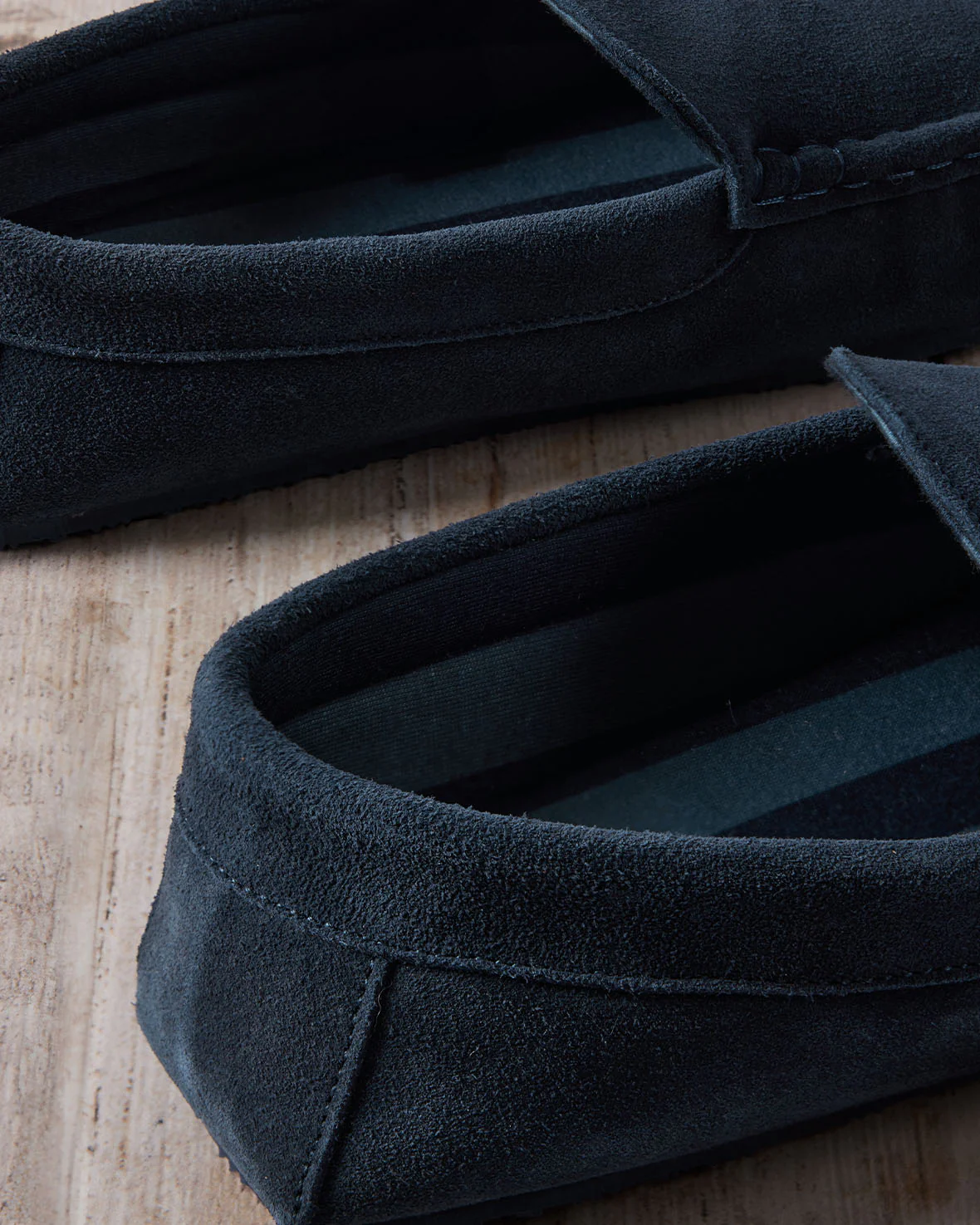 Mens Suede Moccasin Slippers - Navy - Image 4