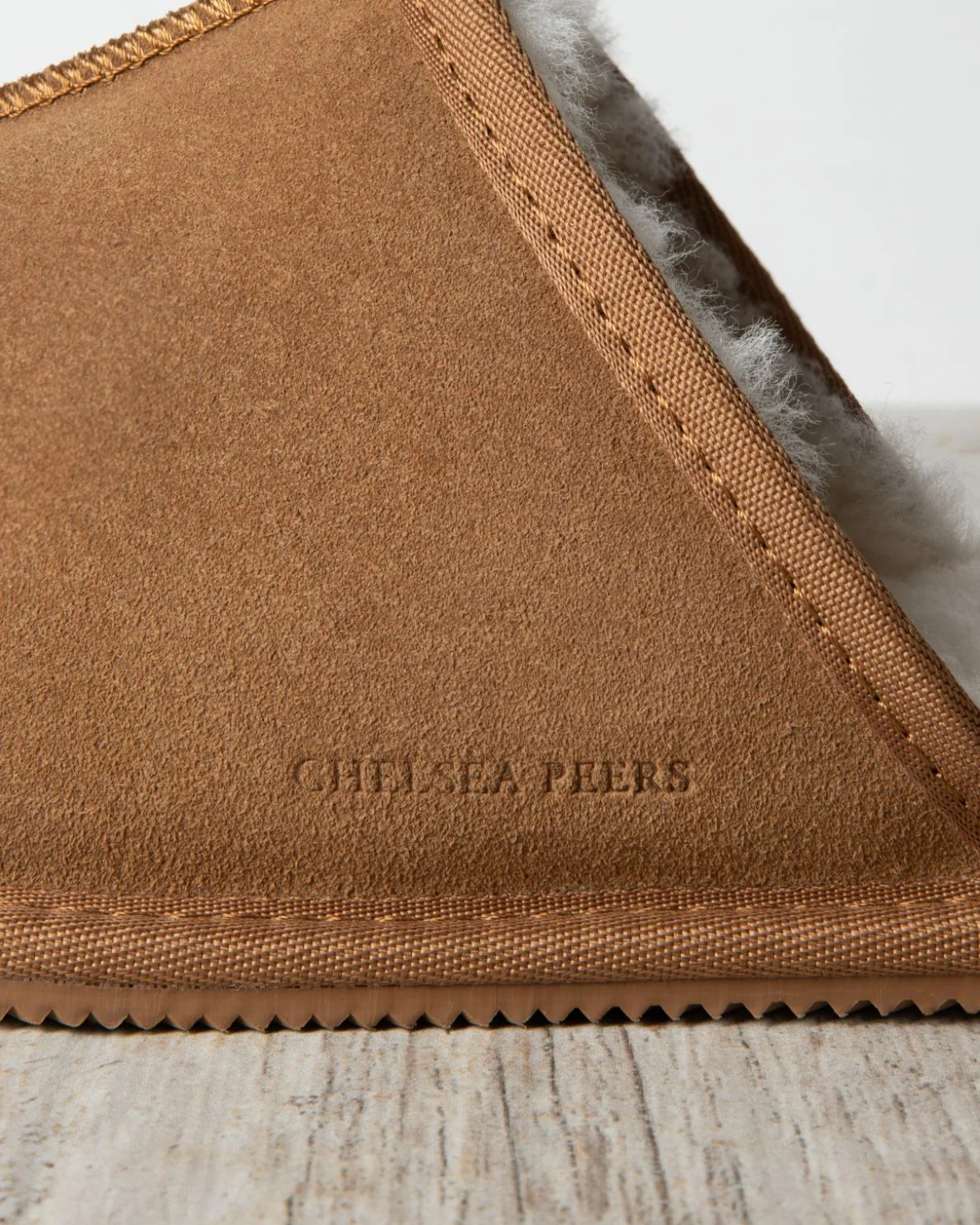 Mens Suede Sheepskin Mule Slippers - Tan - Image 3